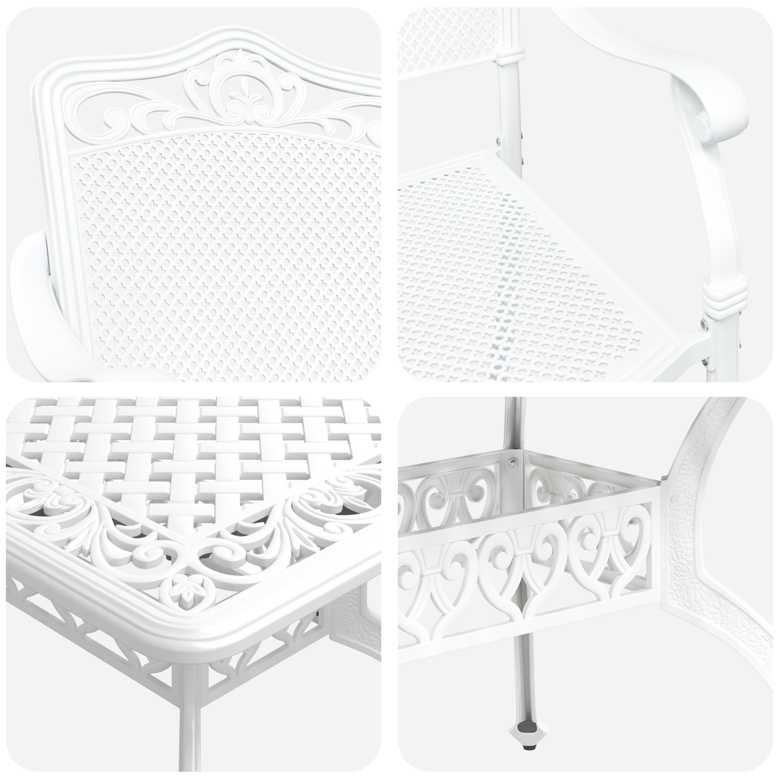 Комплект от 4 Бяло Лек алуминий Голяма Декоративни инкрустации - Image 11