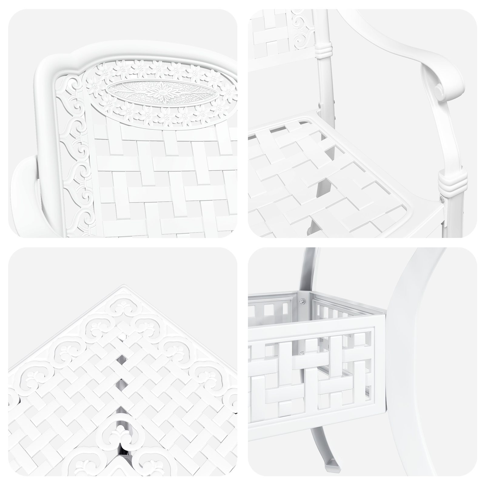 5-Piece Garden Dining Set in White Cast Aluminum - Image 11