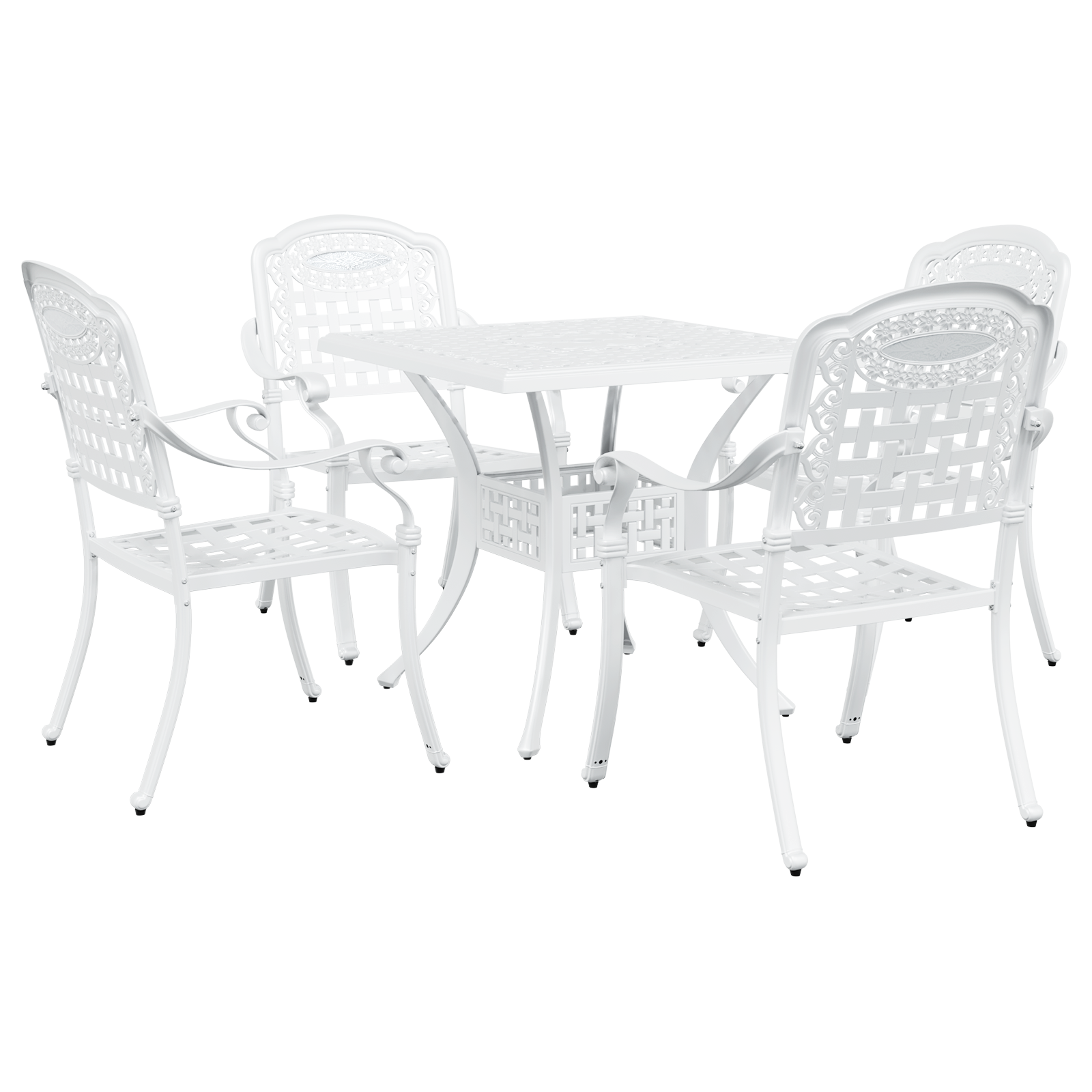 5-Piece Garden Dining Set in White Cast Aluminum - Image 2