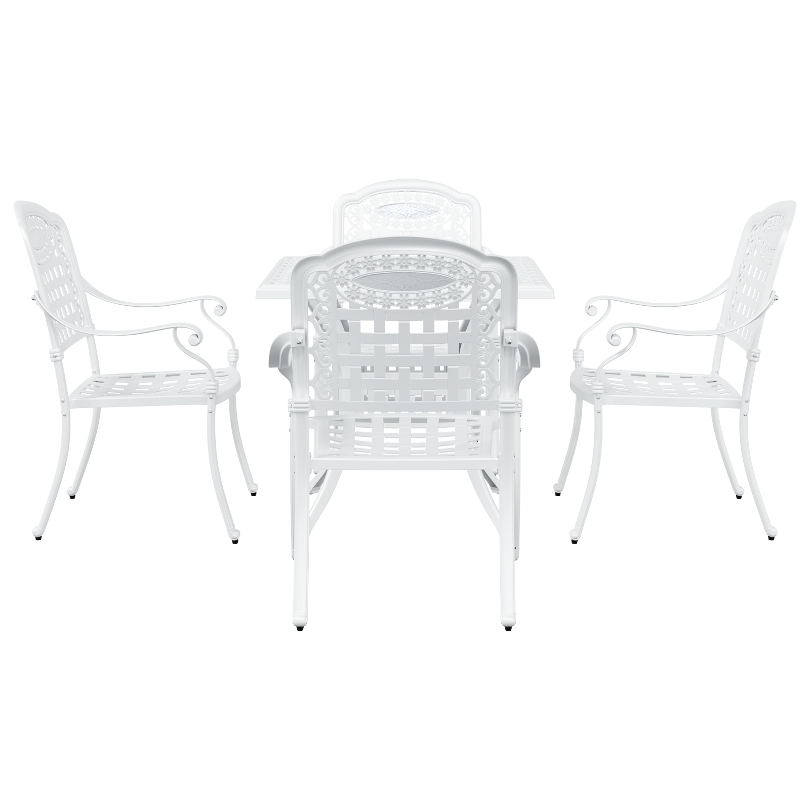 5-Piece Garden Dining Set in White Cast Aluminum - Image 7