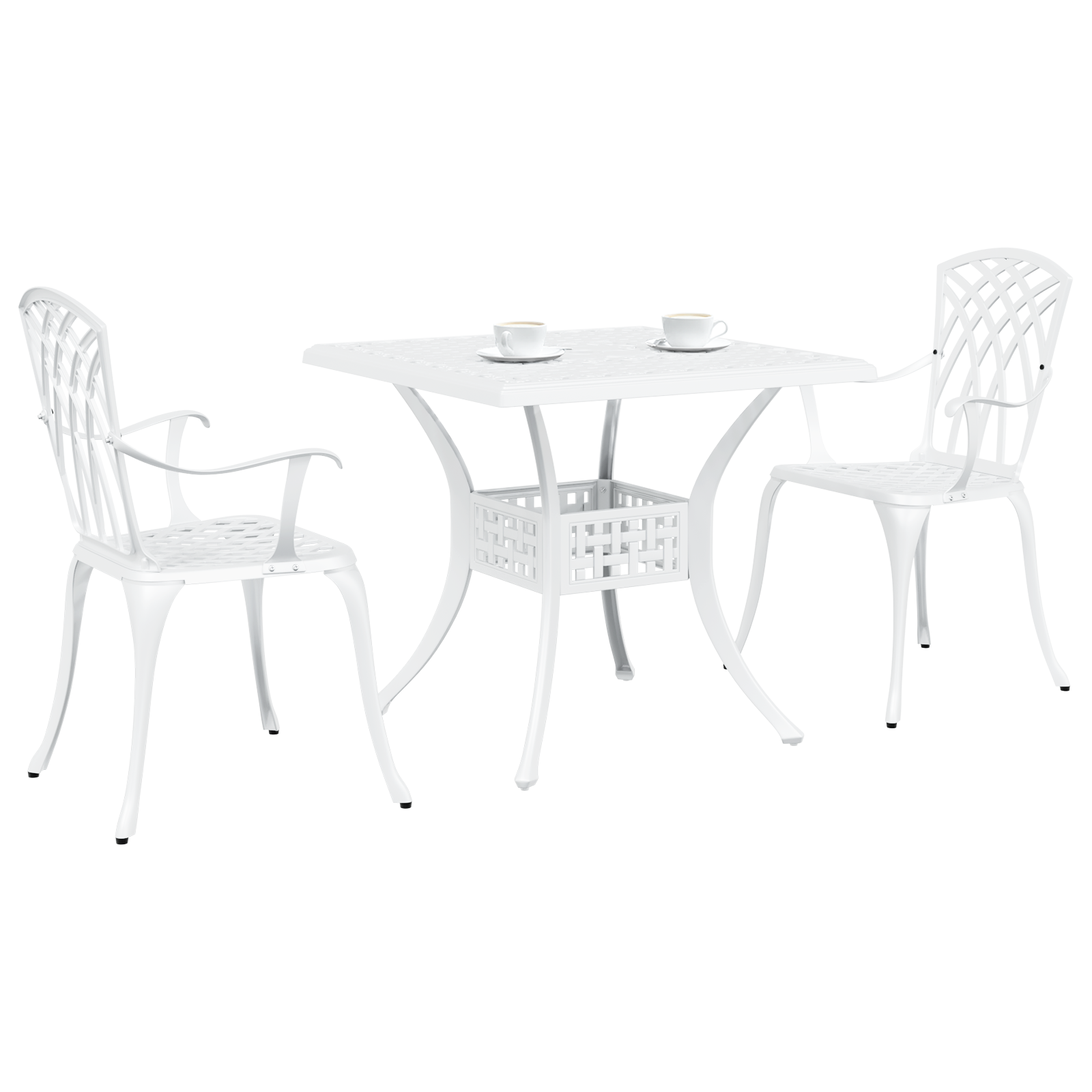 комплект за градина в 3 части, бял, от чугун - Image 3