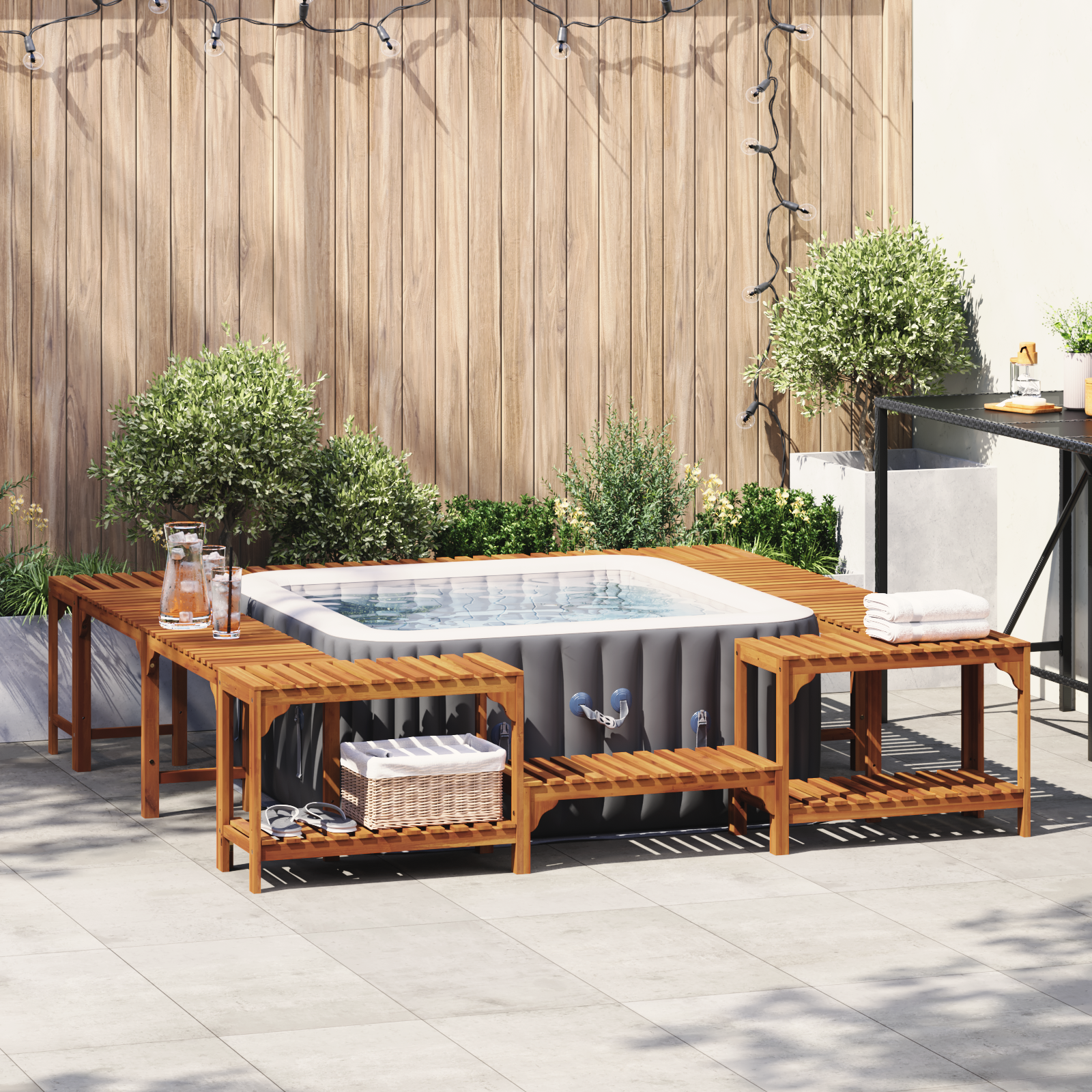 vidaXL Împrejmuire pentru Cadă cu Hidromasaj Maro 230 x 230 cm