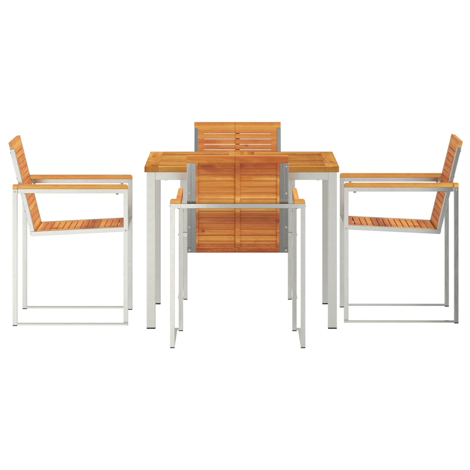 Комплект за градинска трапезария vidaXL от 5 части Масивна акациева дървесина, Външна маса vidaXL 90x90 см Масивна акациева дървесина - Image 7