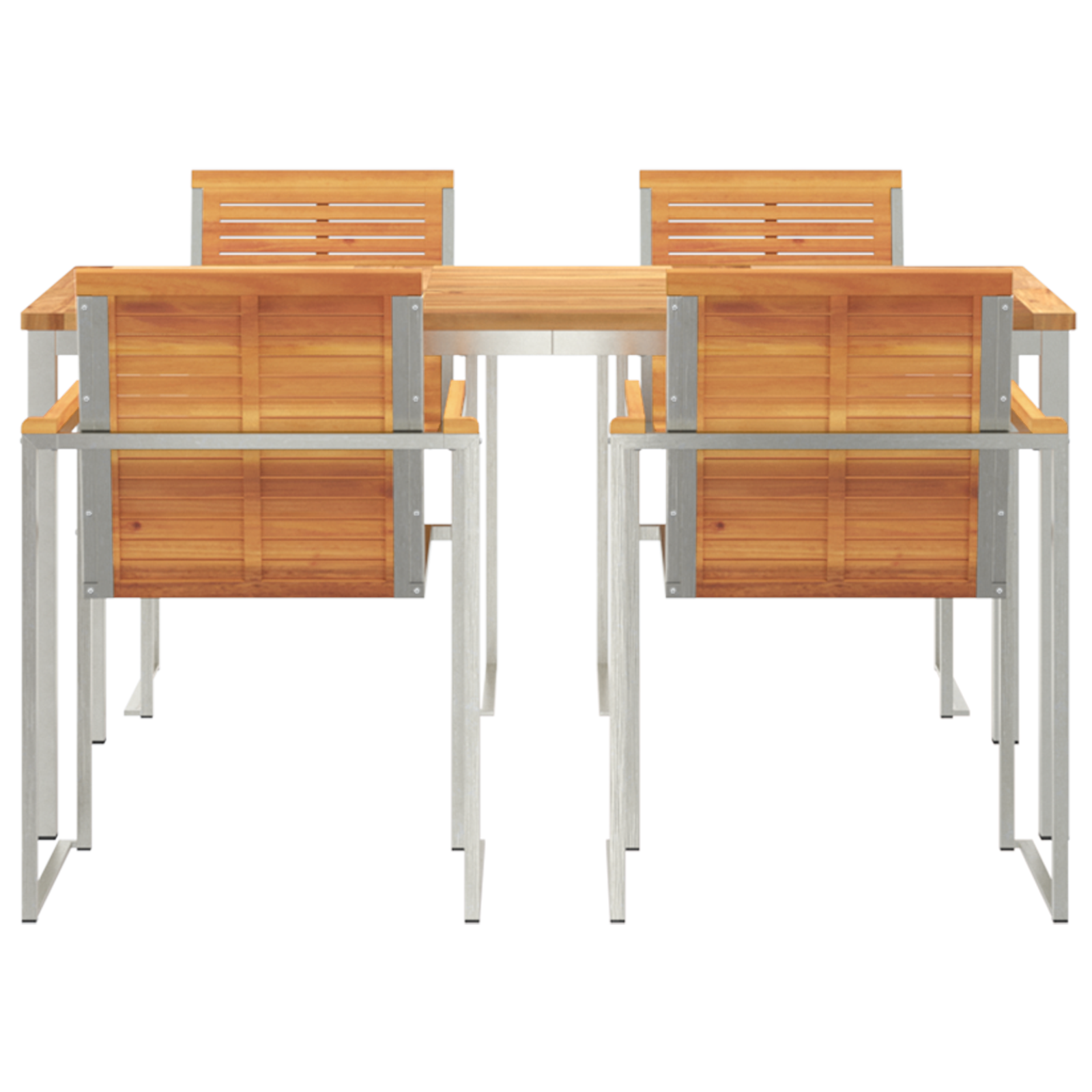 Комплект за хранене в градината от 5 части с масивно акациево дърво, vidaXL Външна маса за хранене 150x90x75 см от масивно акациево дърво - Image 7