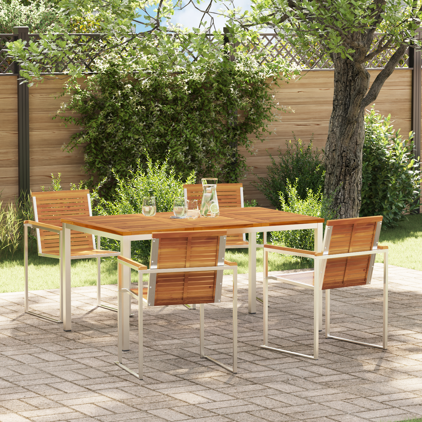 5-delige Tuin Eetset Massief Acacia