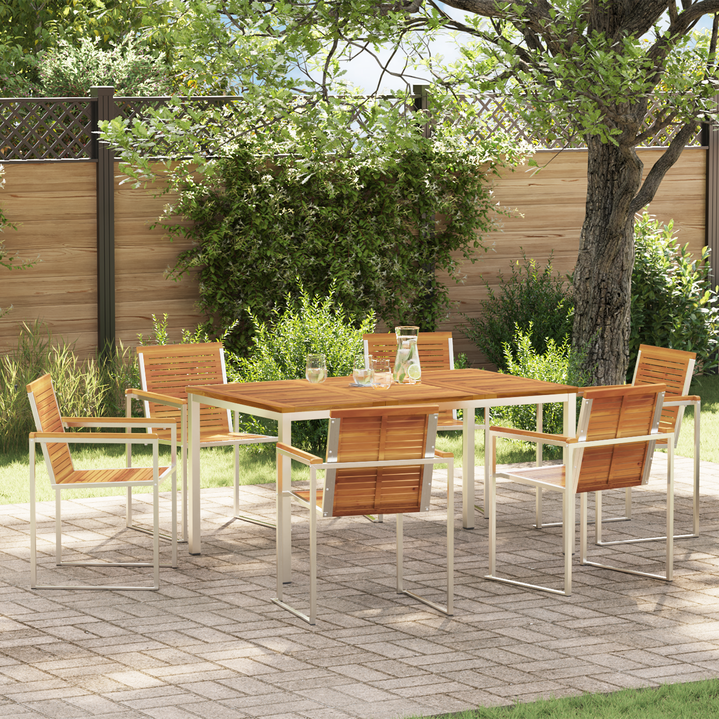 7-delige Tuin Eetset Massief Hout Acacia