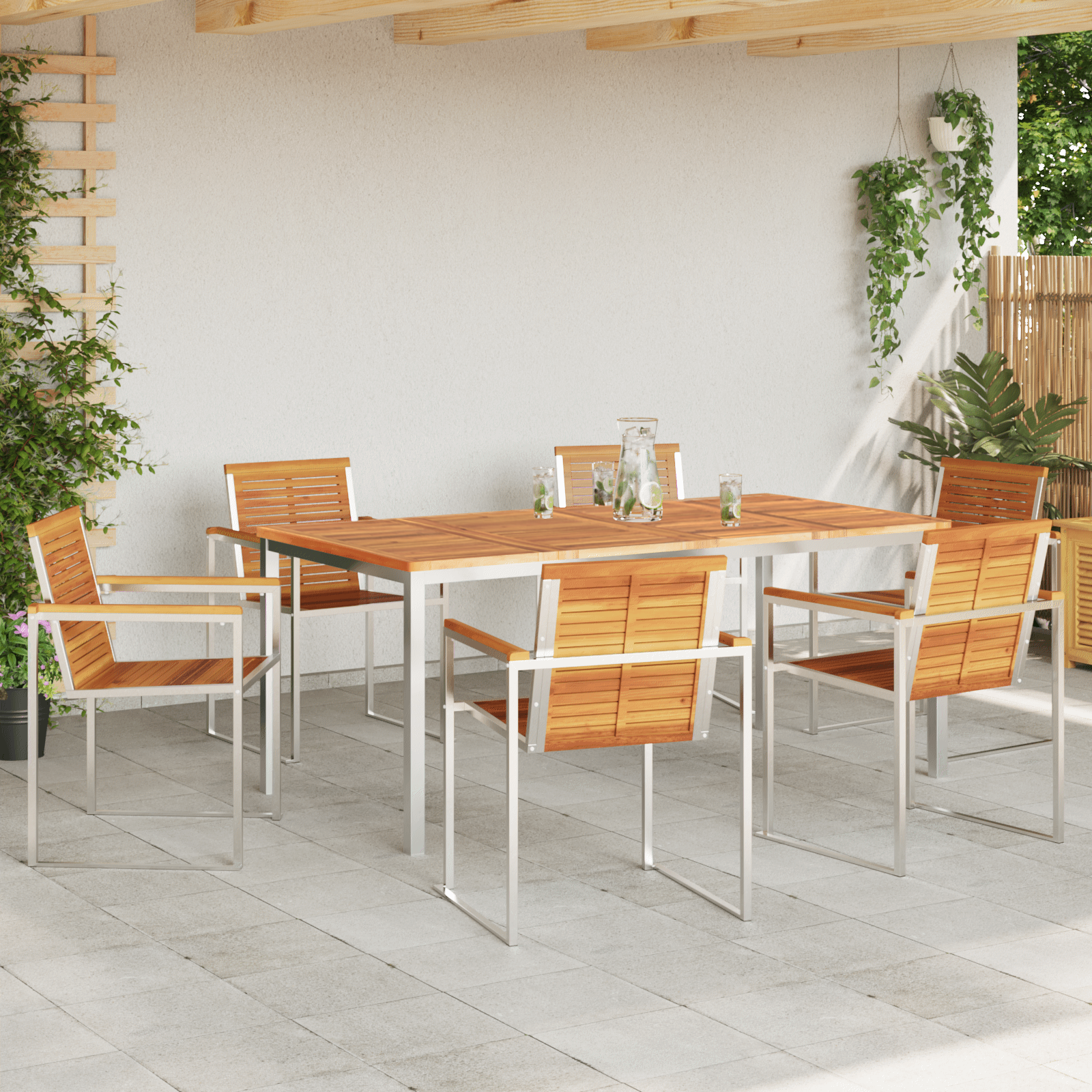 7-teiliges Garten-Essset aus massivem Holz Akazie - Gartenmöbel - Your Garden Eden