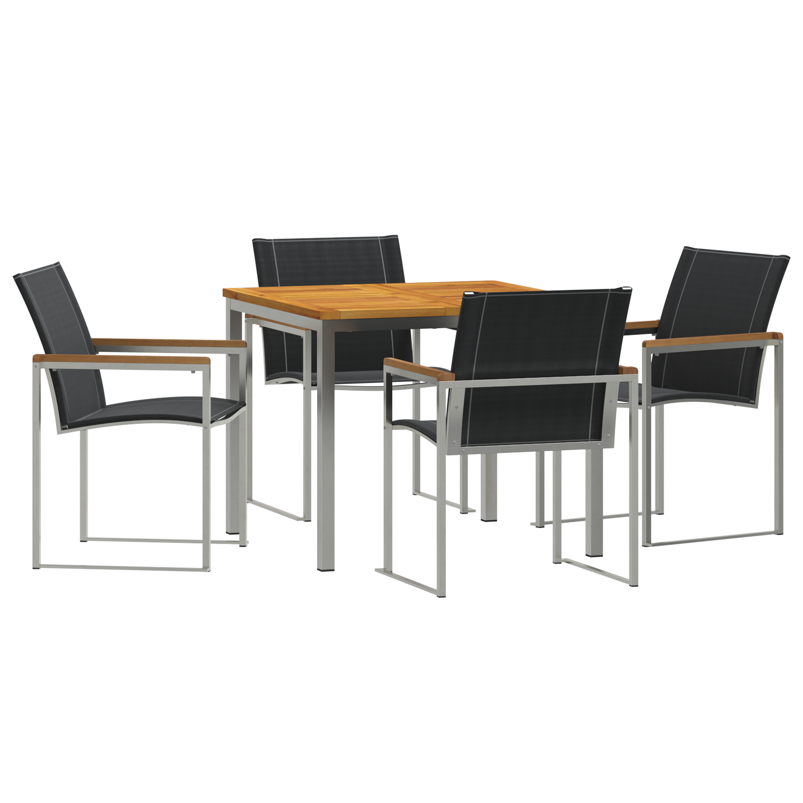 5 частен комплект за хранене в градината от масивно акациево дърво, vidaXL открита маса 90x90x74.5 см от масивно акациево дърво - Image 2