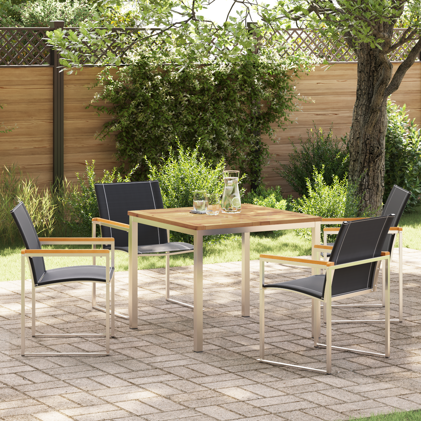 5 Piece Garden Dining Set Solid Wood Acacia