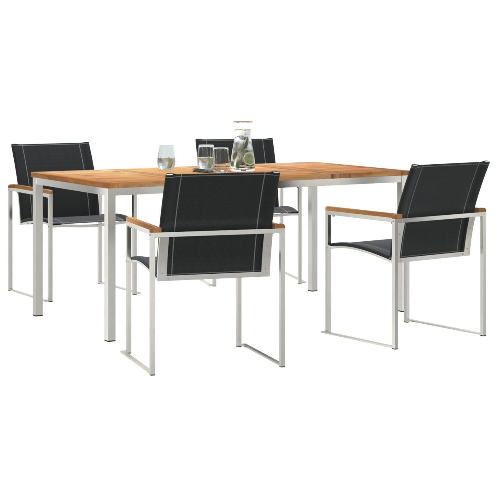 5 Piece Garden Dining Set Solid Wood Acacia - Image 3