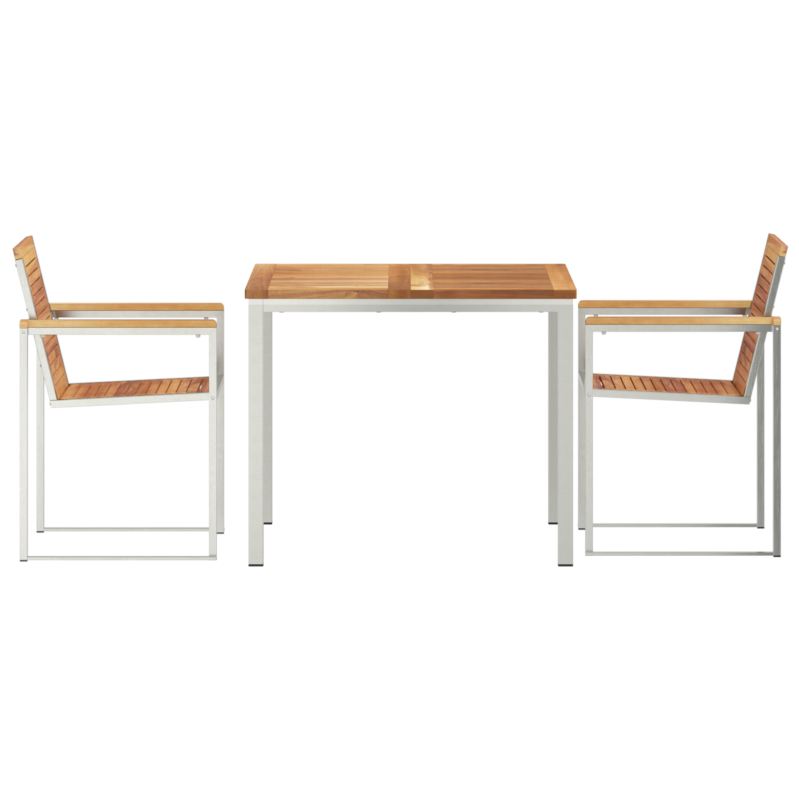 Комплект за хранене от 3 части от масивно тиково дърво, vidaXL Външна маса 90x90x74.5 см от масивно тиково дърво - Image 7