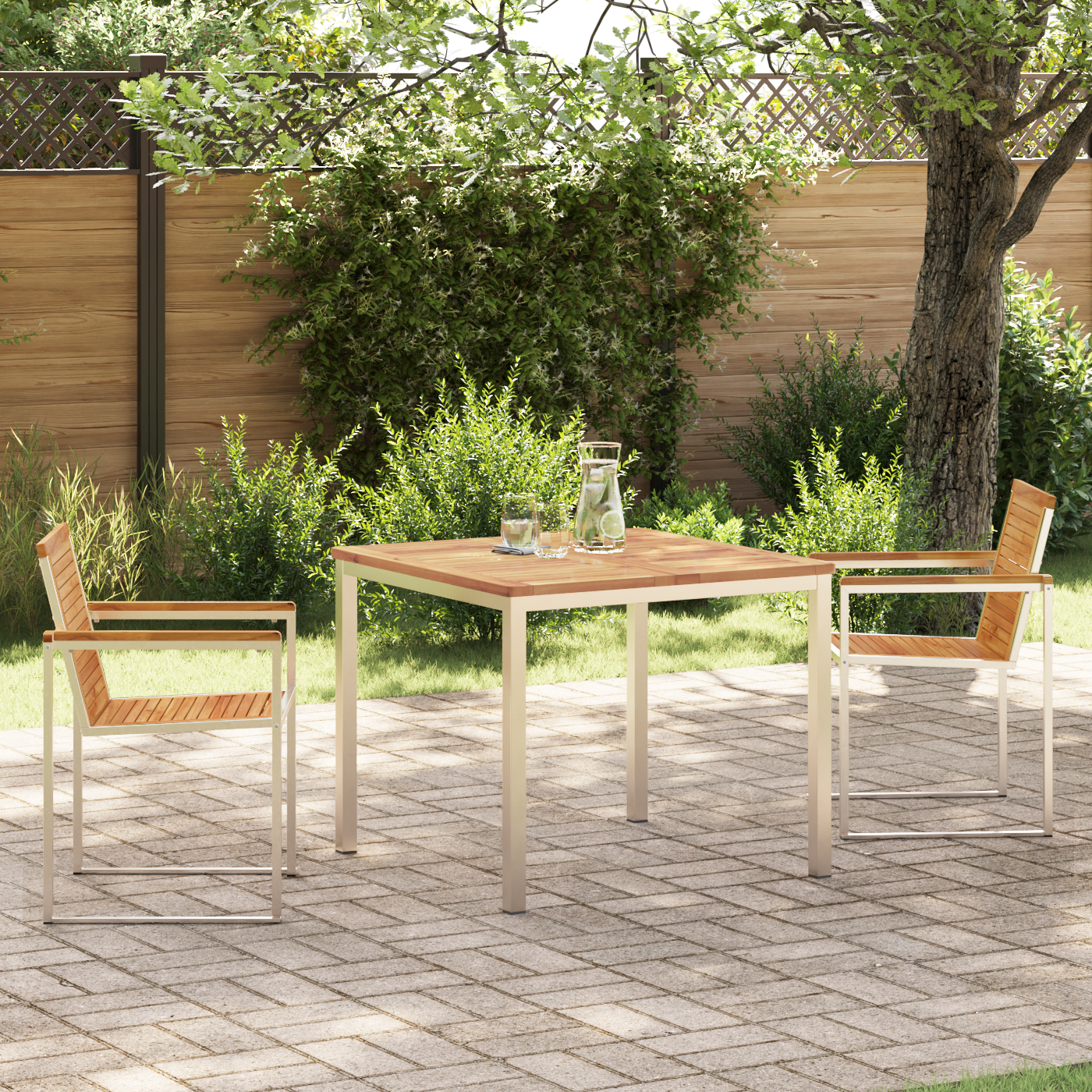 3-delige Tuin Eetset Massief Hout Teak