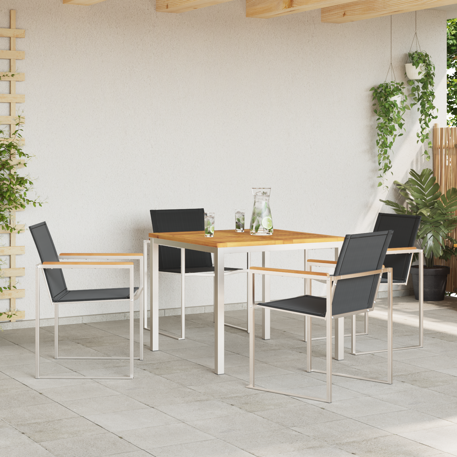 5 Piece Garden Dining Set Solid Wood Teak - Image 4