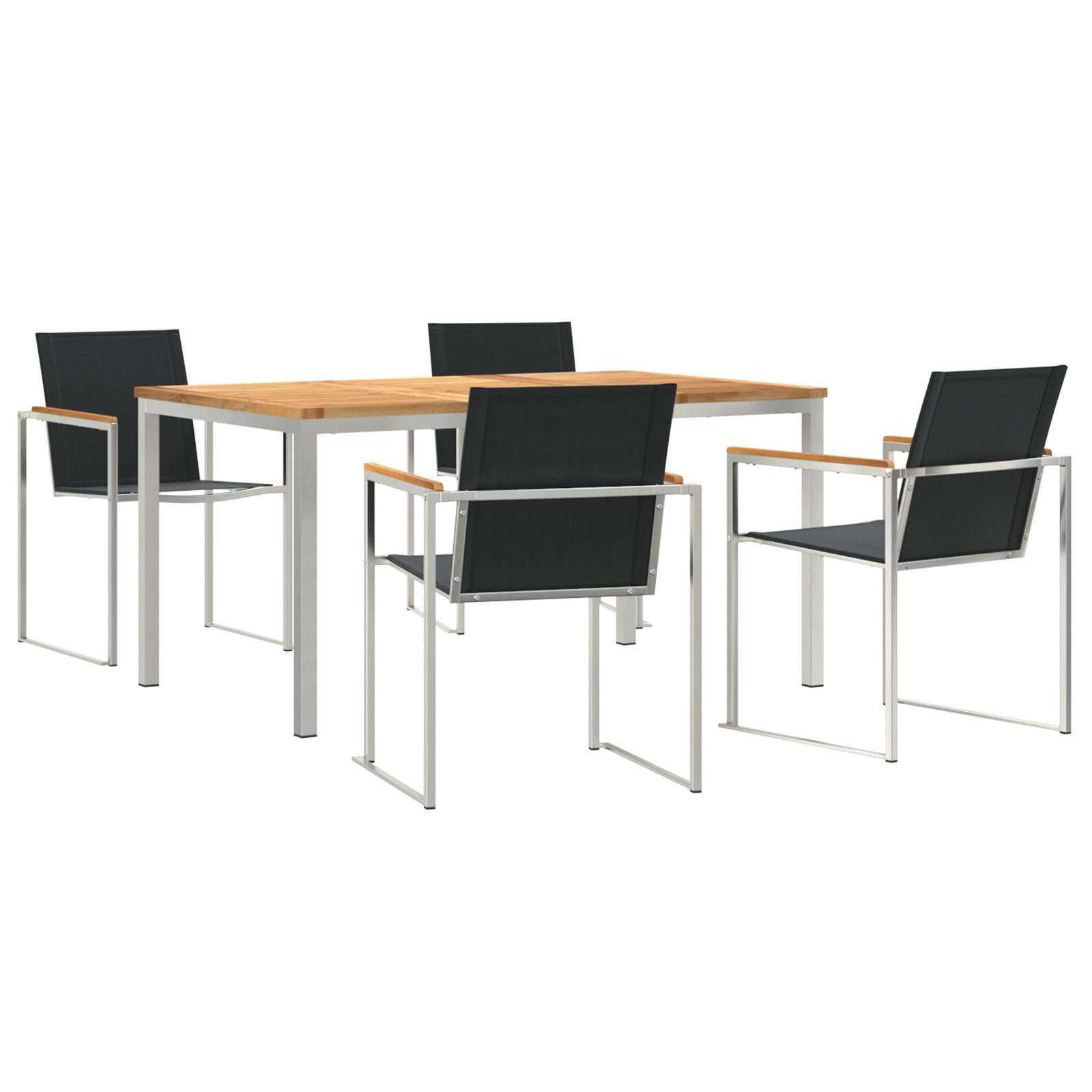 5 части комплект за обед в градината от масивна тикова дървесина, vidaXL Външна маса за обед 150x90x75 см от масивна тикова дървесина - Image 2