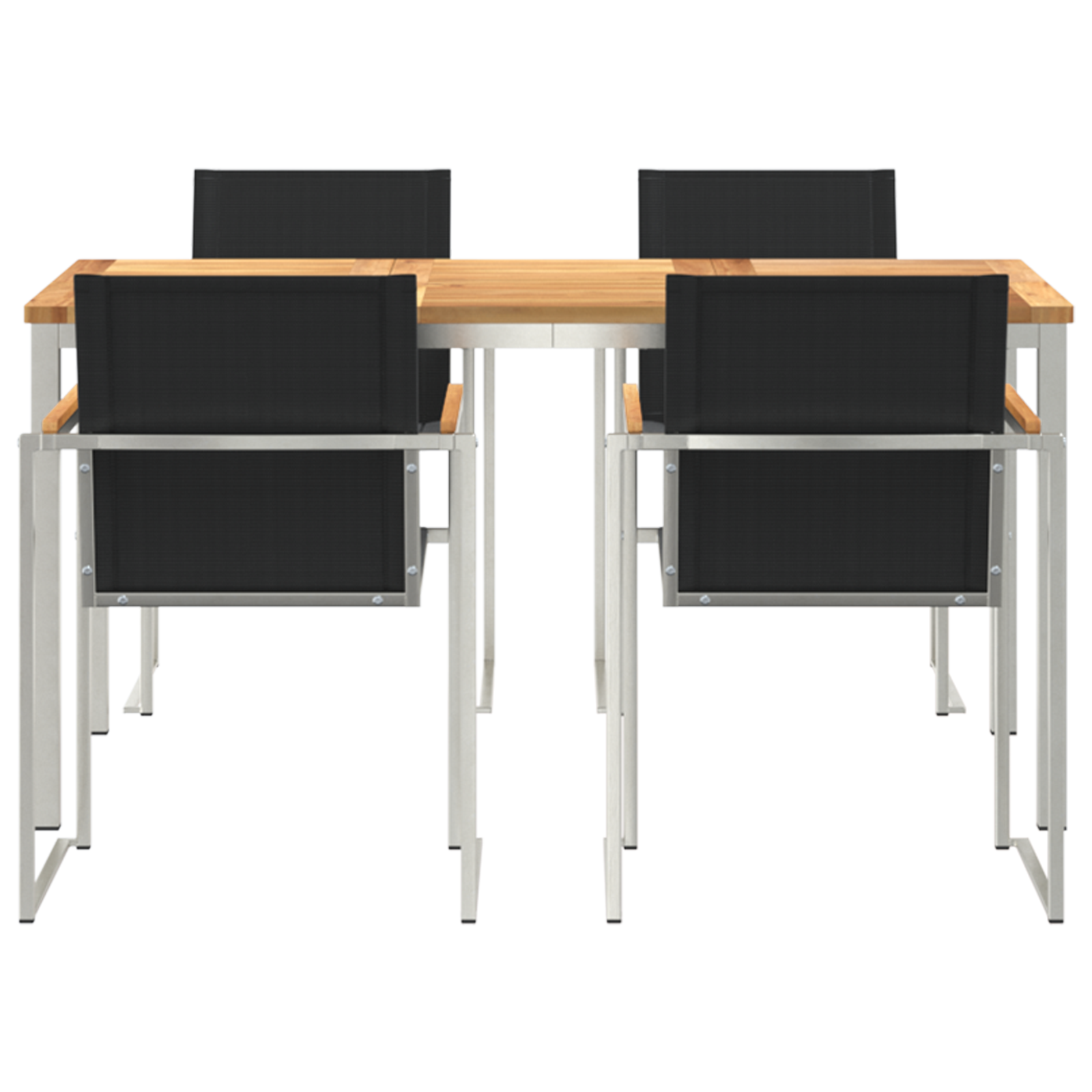 5 части комплект за обед в градината от масивна тикова дървесина, vidaXL Външна маса за обед 150x90x75 см от масивна тикова дървесина - Image 7