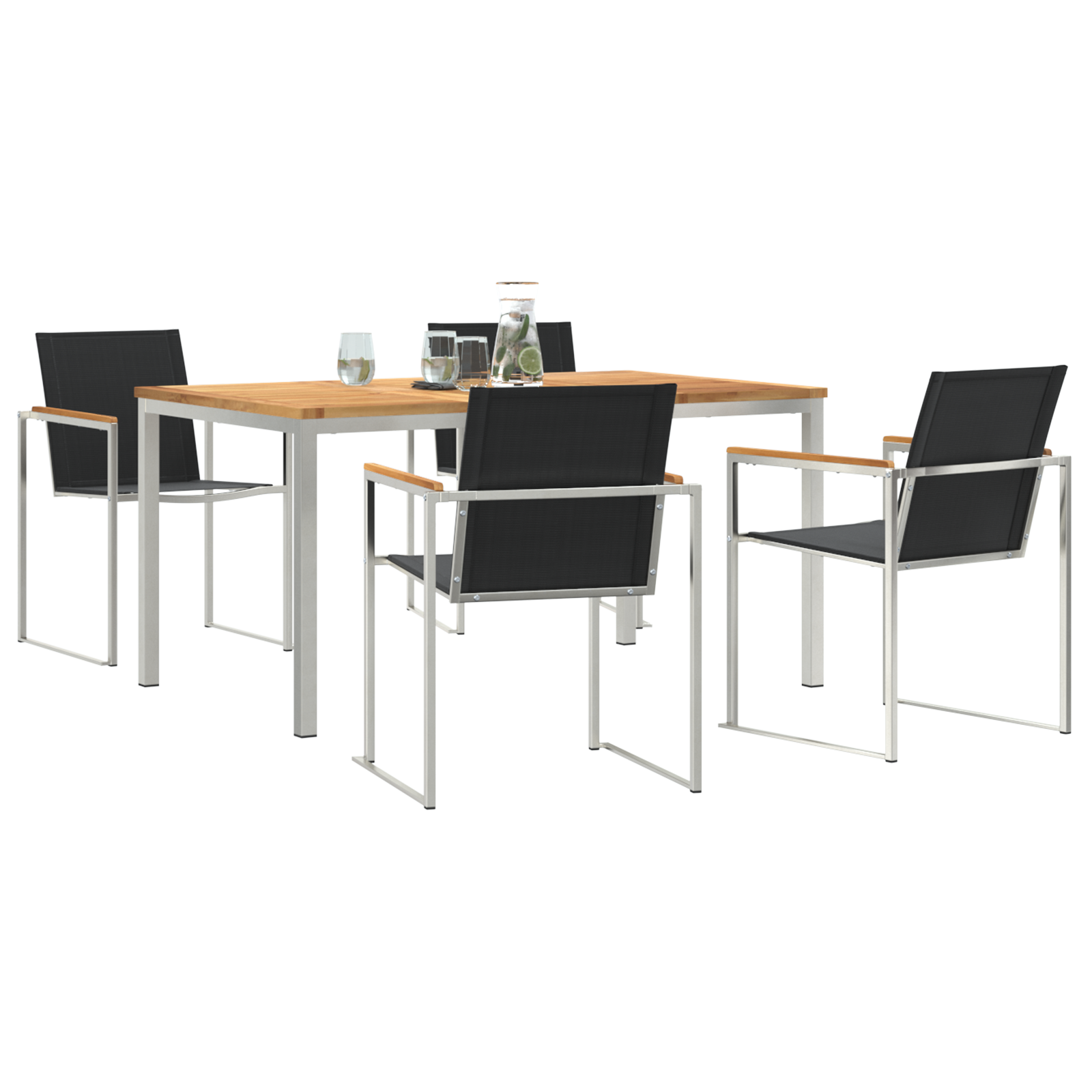 5 части комплект за обед в градината от масивна тикова дървесина, vidaXL Външна маса за обед 150x90x75 см от масивна тикова дървесина - Image 3