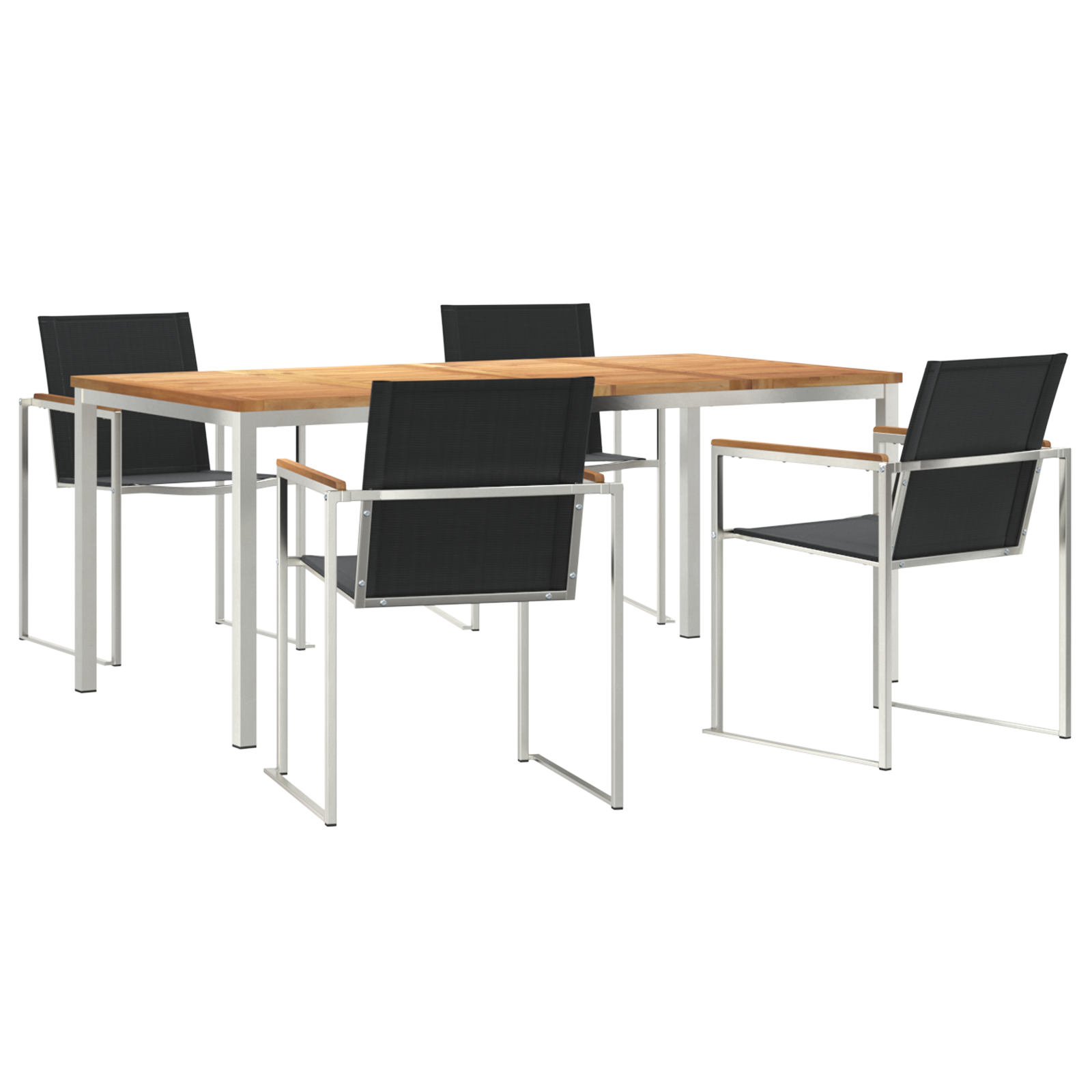 5 части градински трапезарен комплект от масивен тик, vidaXL външна маса 180x90x75 см от масивен тик - Image 2