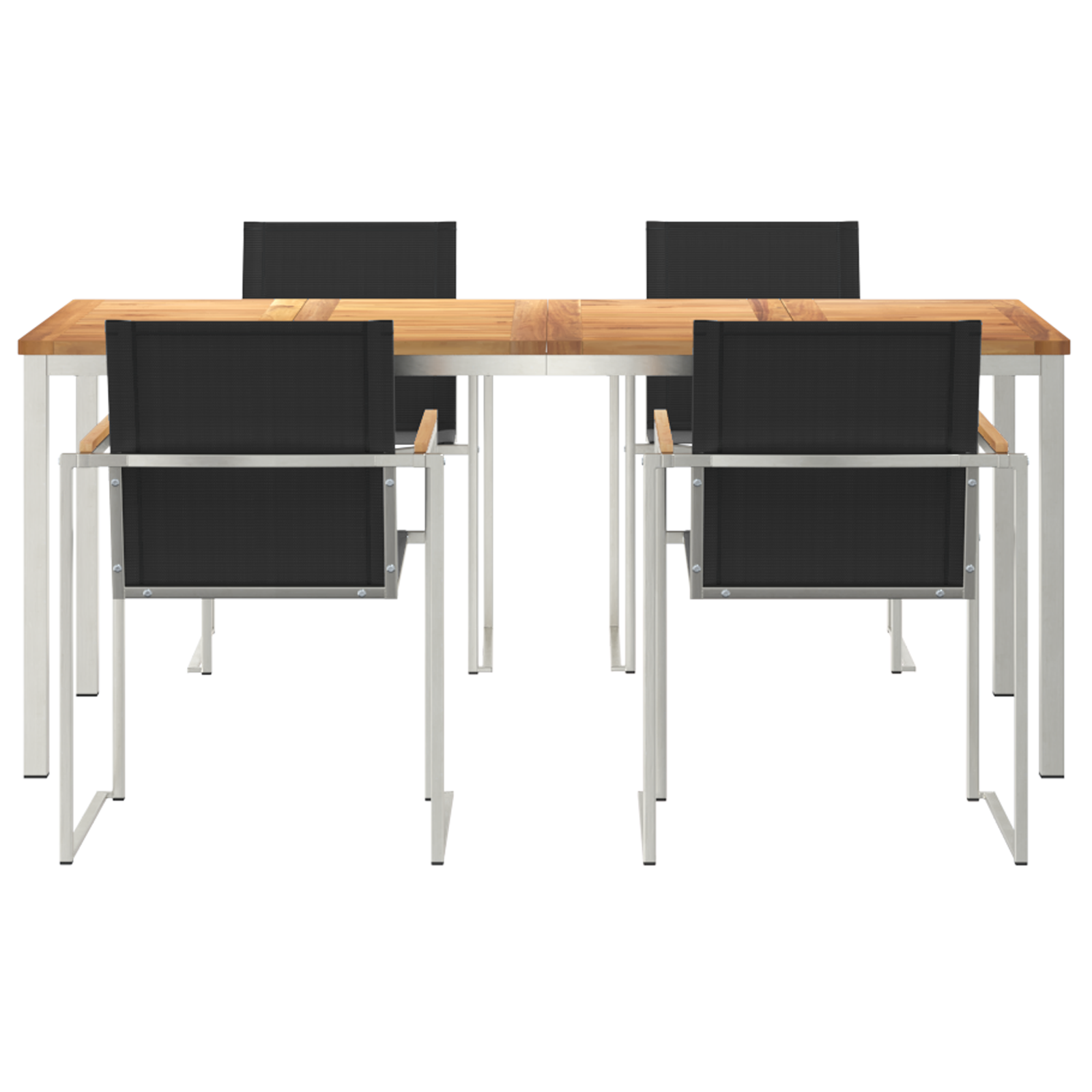 5 части градински трапезарен комплект от масивен тик, vidaXL външна маса 180x90x75 см от масивен тик - Image 7