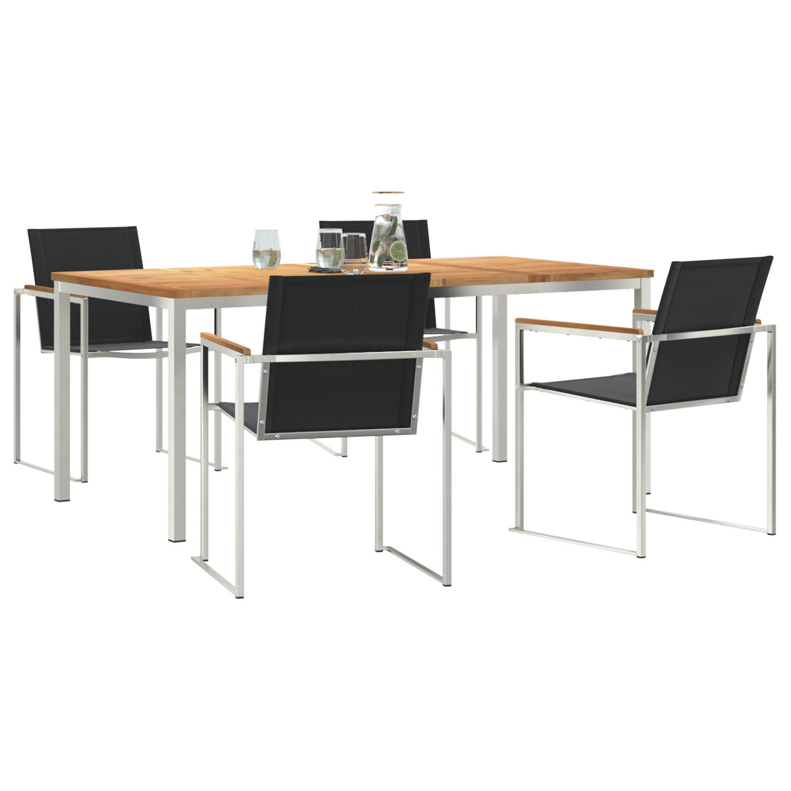 5 части градински трапезарен комплект от масивен тик, vidaXL външна маса 180x90x75 см от масивен тик - Image 3