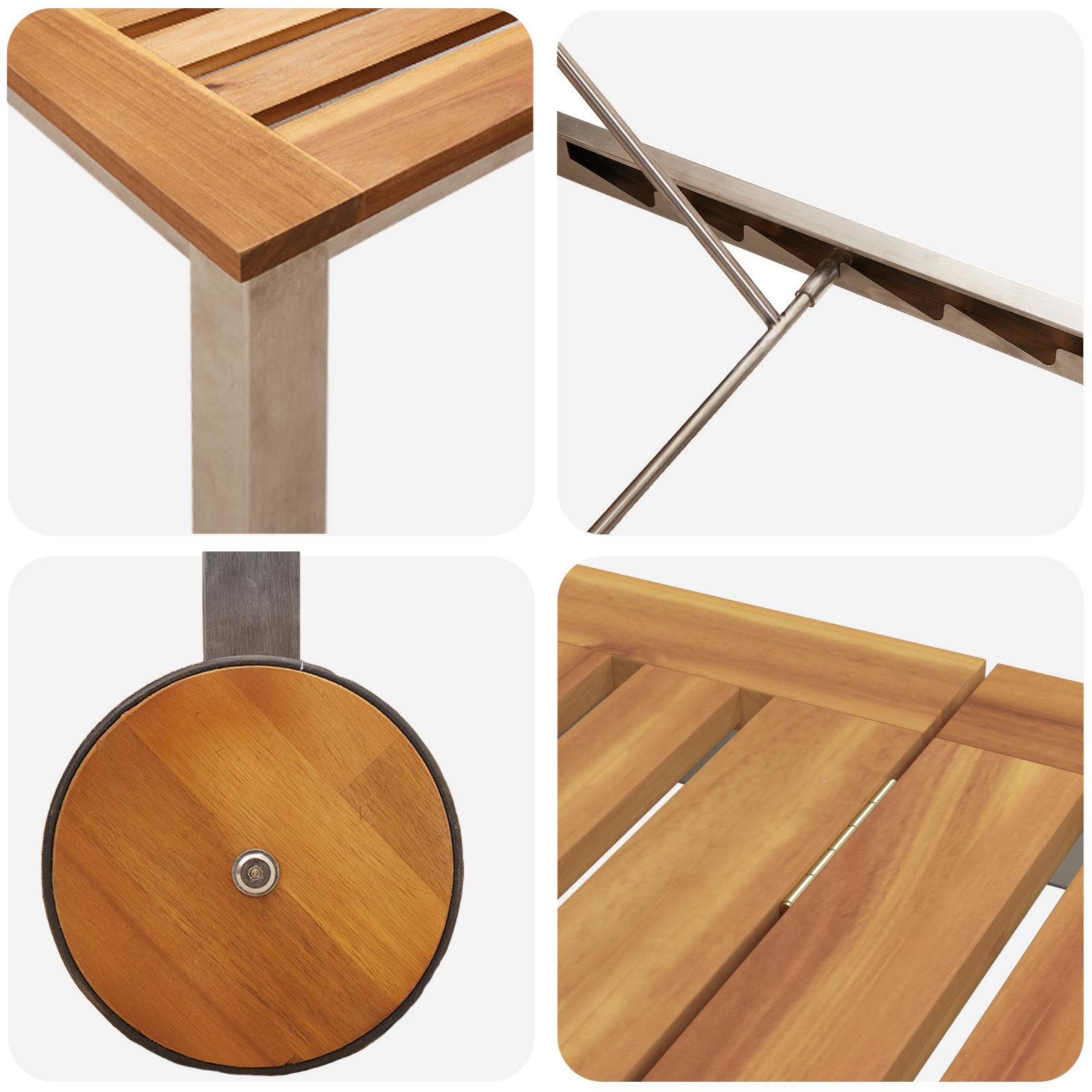 Sun Loungers 2 pcs with Table Solid Wood Acacia - Image 10