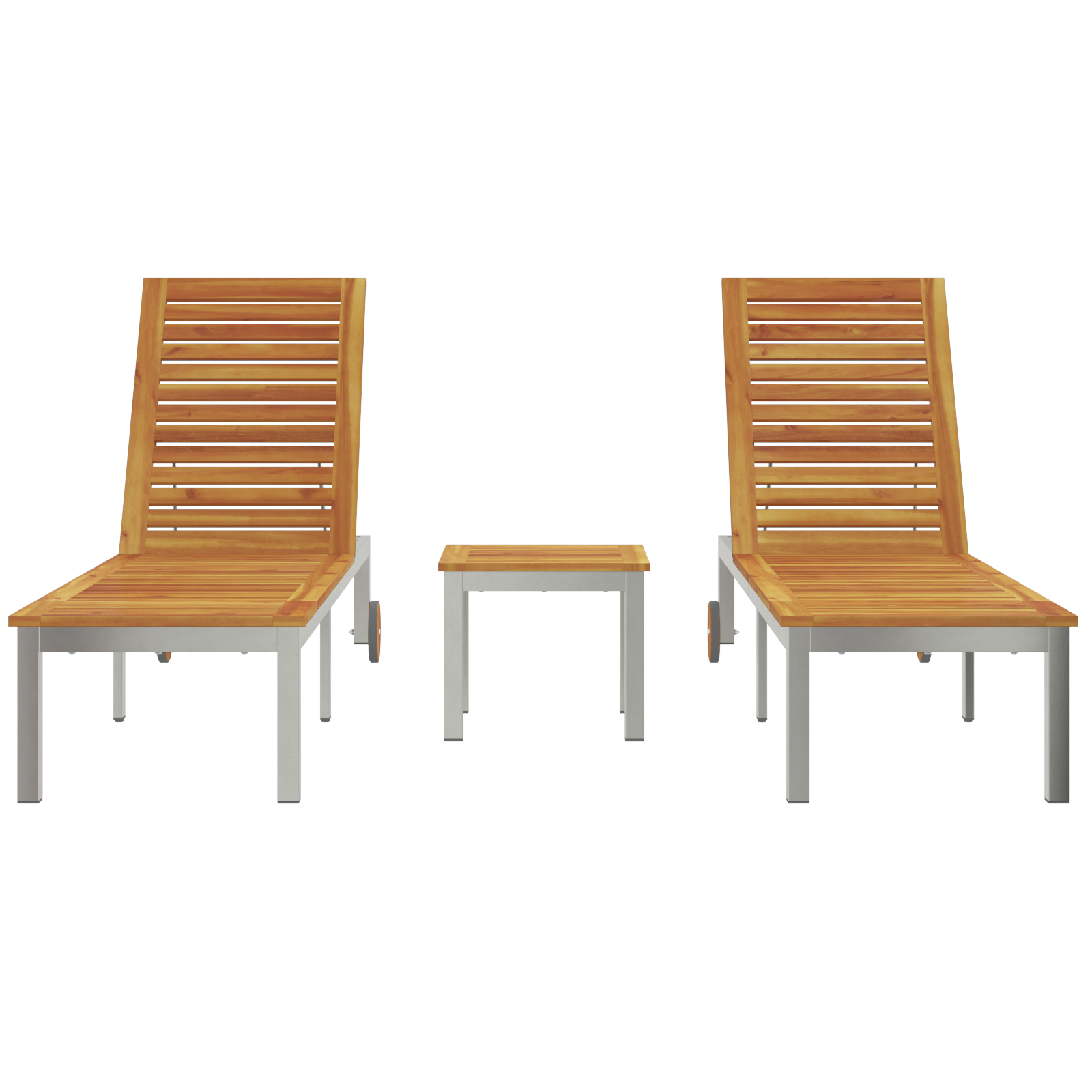 Sun Loungers 2 pcs with Table Solid Wood Acacia - Image 7