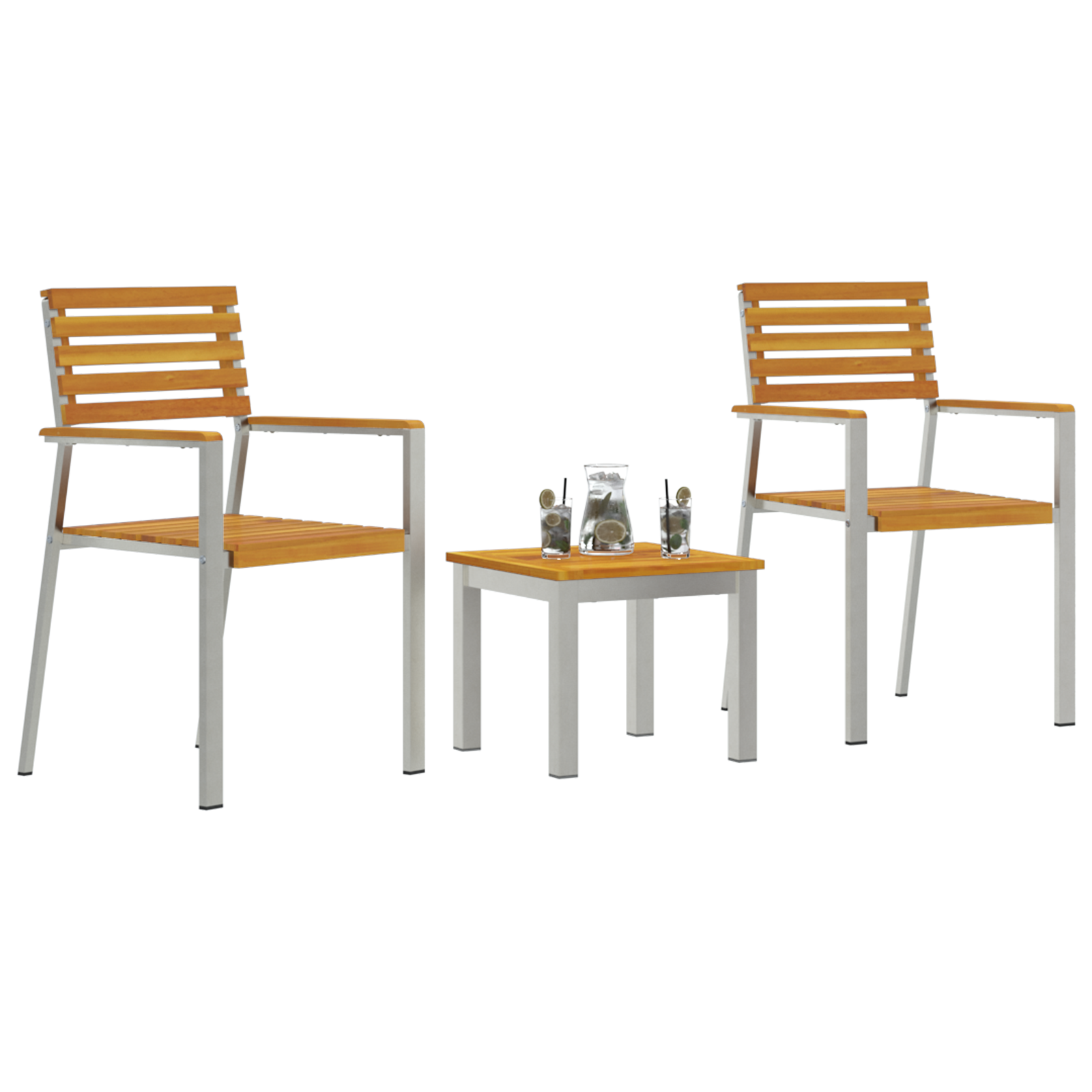 3 Piece Garden Dining Set Solid Wood Acacia - Image 3