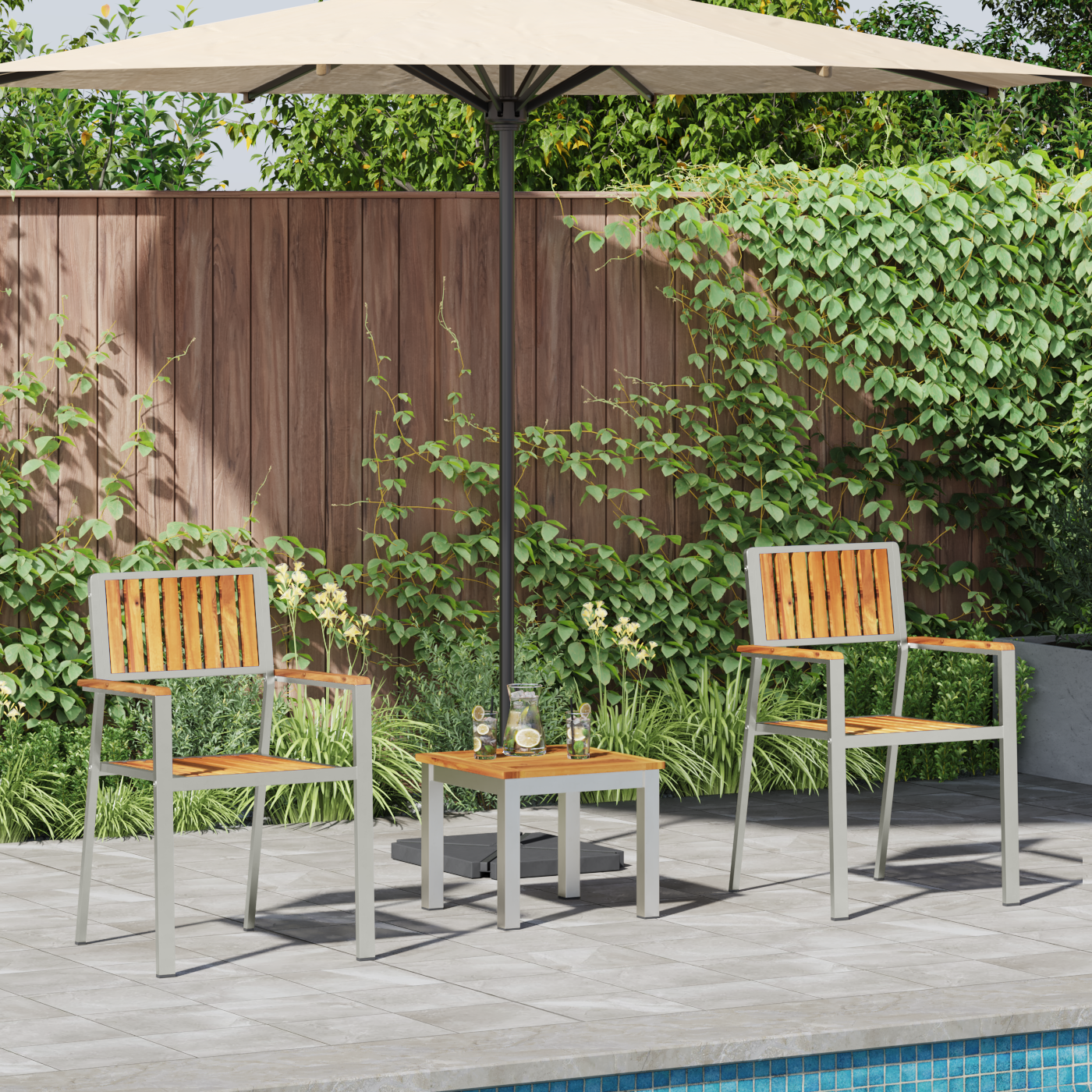 3-delige Tuin Eetset Massief Hout Teak