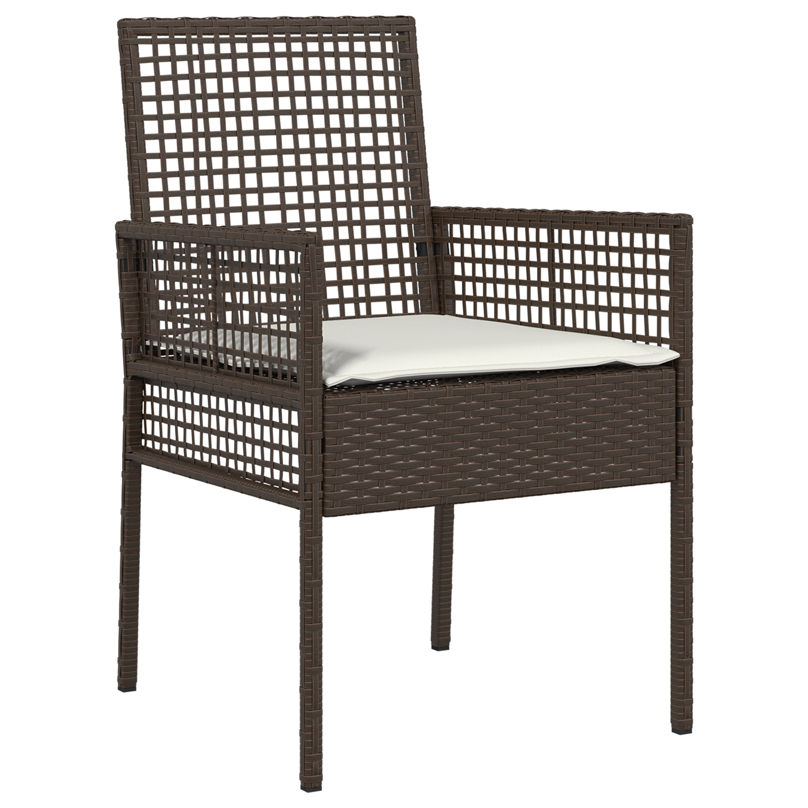 3 Piece Garden Dining Set with Cushions Brown Poly Rattan - Image 6