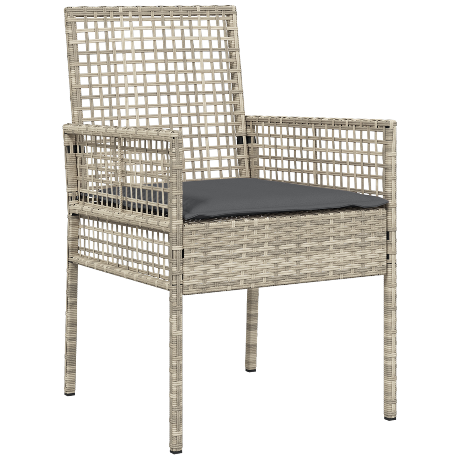 3 Piece Garden Dining Set with Cushions Light Grey Poly Rattan - Image 6