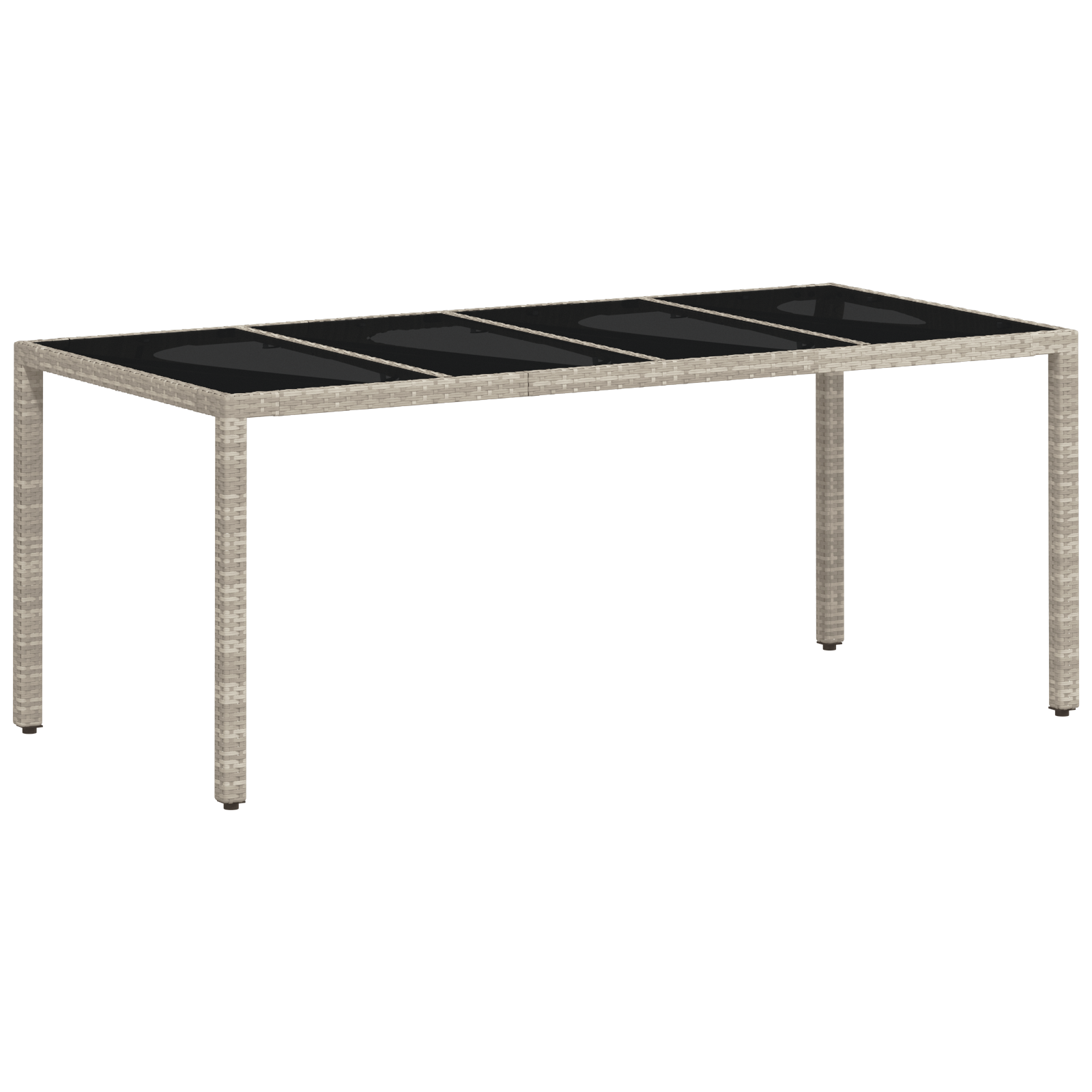 7 Piece Garden Dining Set with Cushions Light Grey Poly Rattan - Image 5