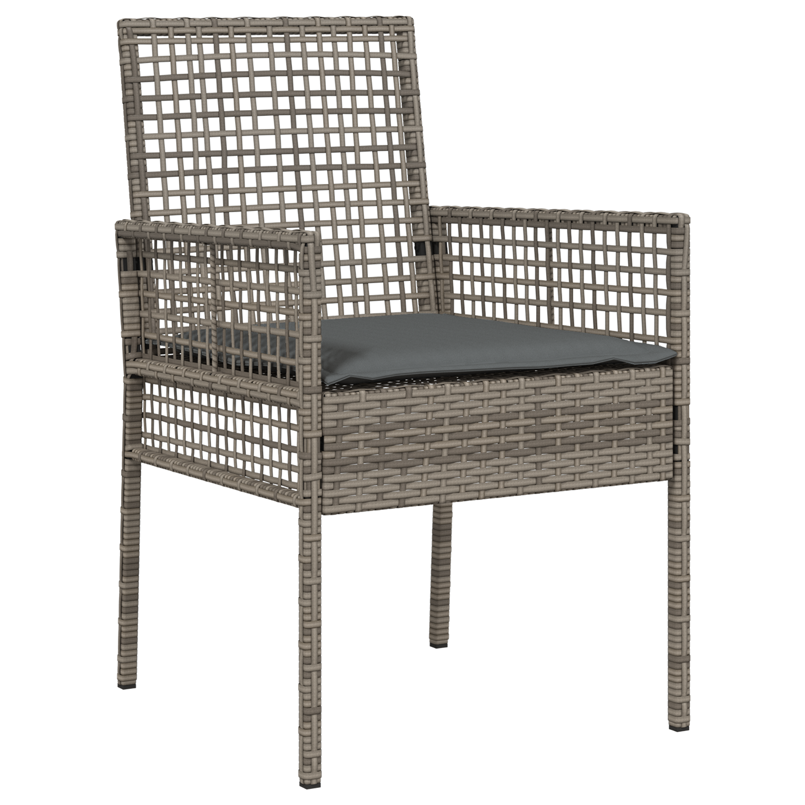 7 Piece Garden Dining Set with Cushions Grey Poly Rattan - Image 6