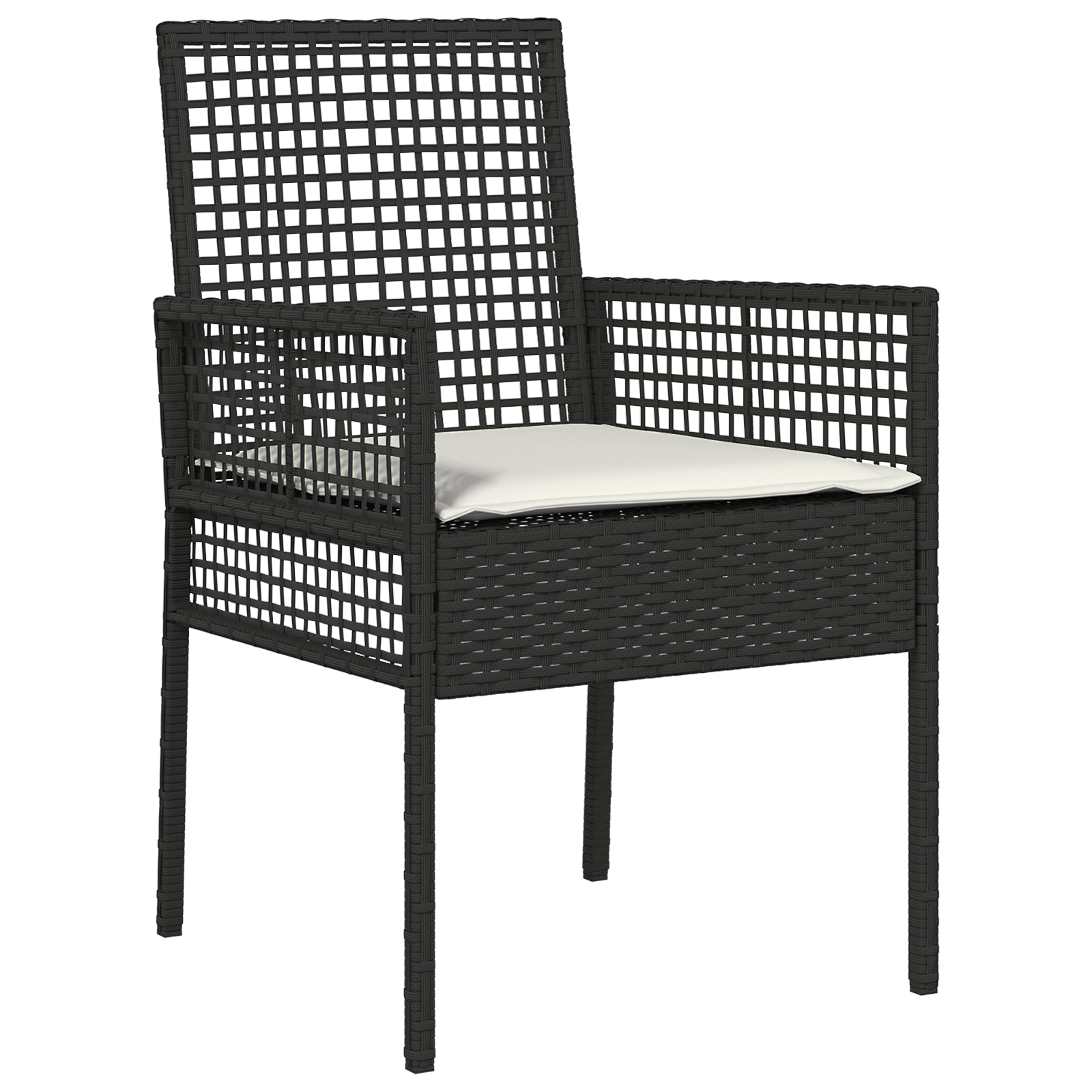 3 Piece Garden Dining Set Black Poly Rattan - Image 6