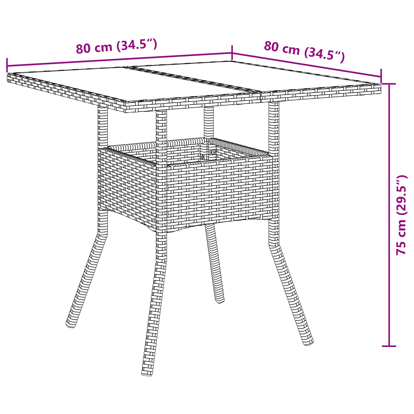 3 Piece Garden Dining Set Black Poly Rattan - Image 11