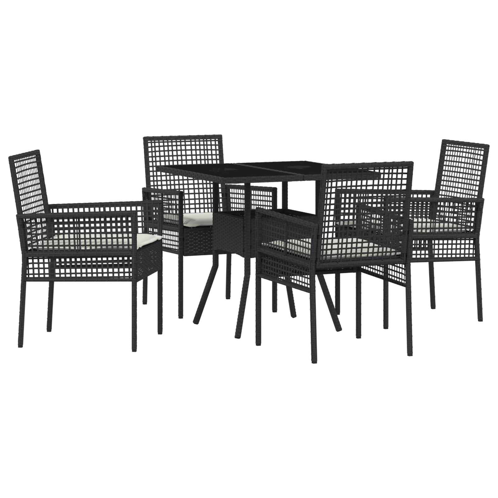 Garden Dining Set Set of 5 Black Rattan and Metal Durable - Image 2