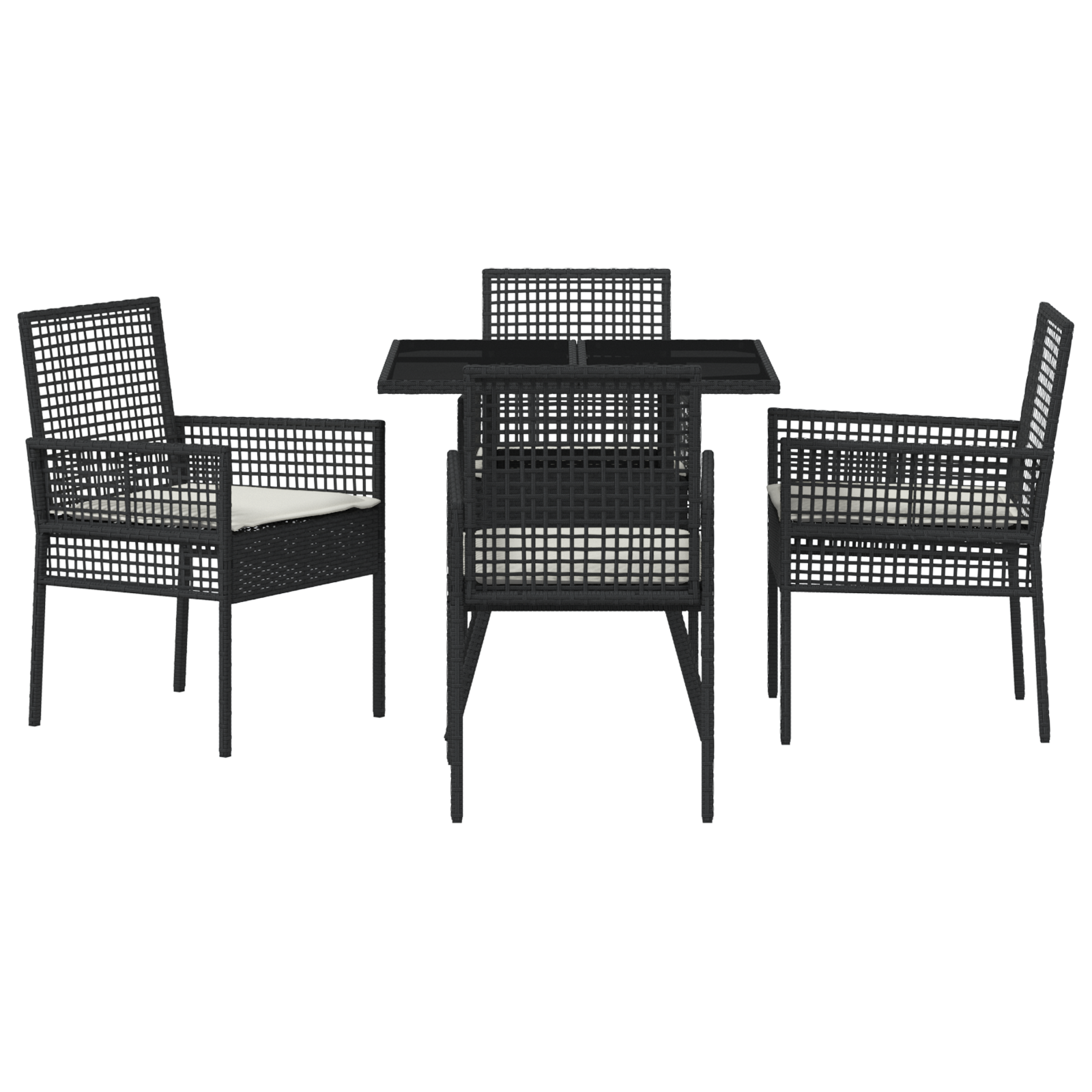 Garden Dining Set Set of 5 Black Rattan and Metal Durable - Image 7