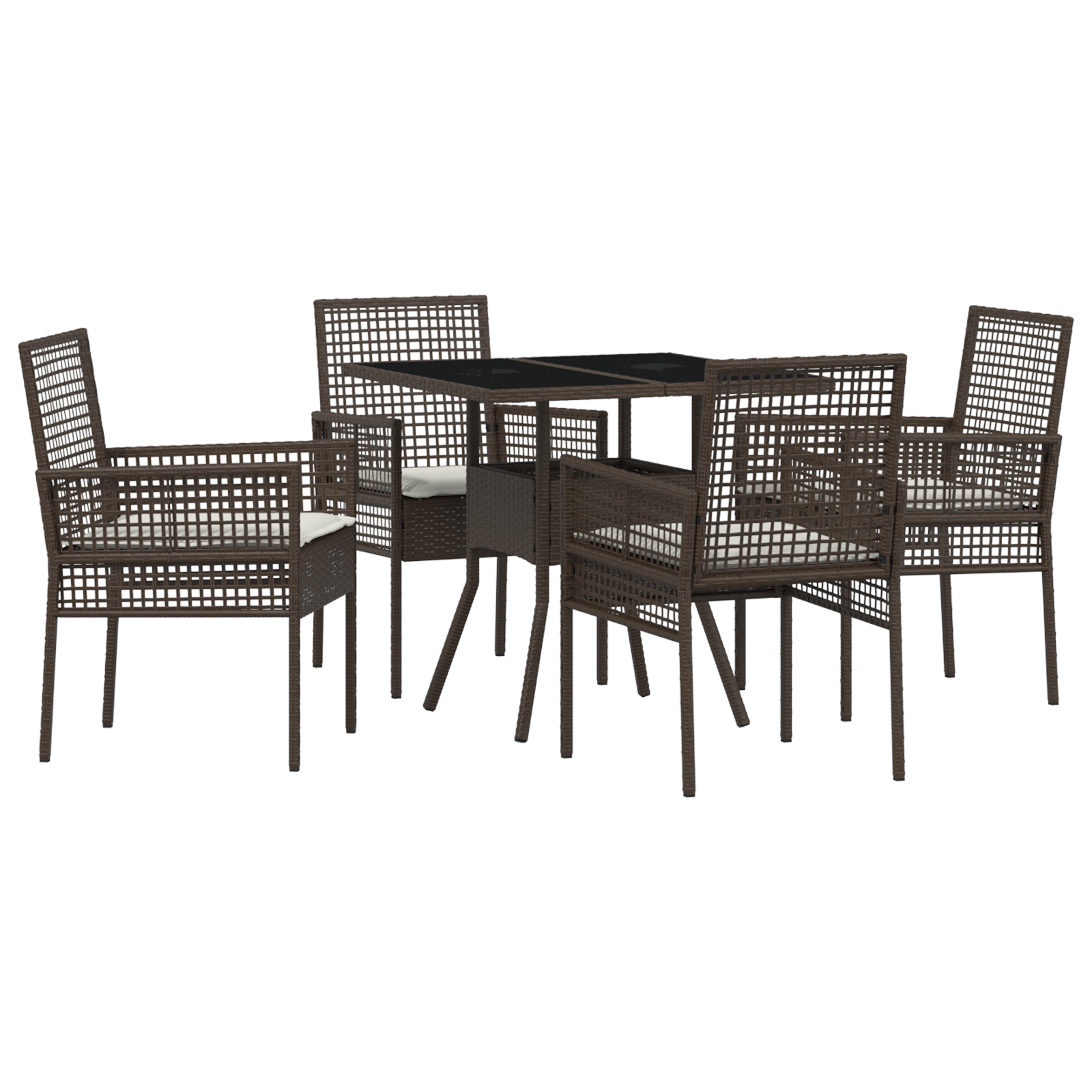 5 Piece Garden Dining Set Brown Poly Rattan - Image 2