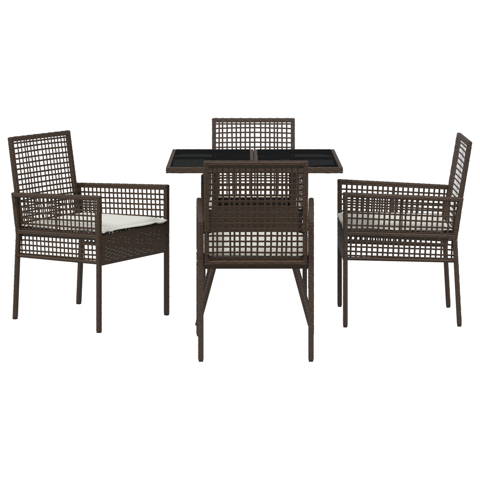 5 Piece Garden Dining Set Brown Poly Rattan - Image 7