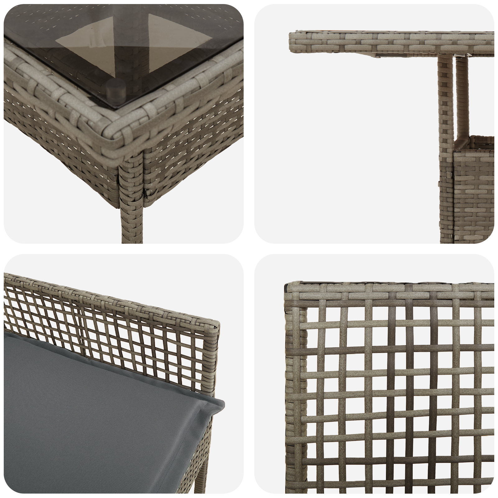 5 Piece Garden Dining Set Grey Poly Rattan - Image 9