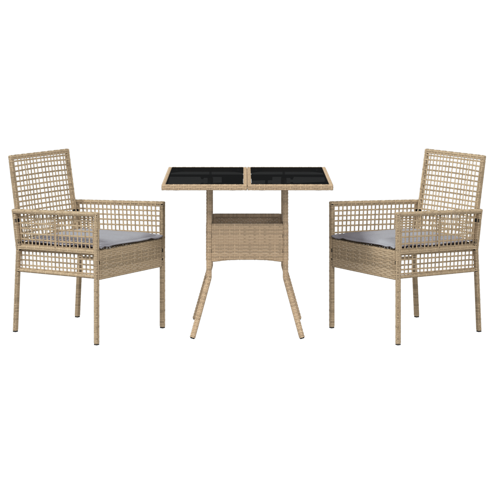 3 Piece Garden Dining Set Beige Poly Rattan - Image 7