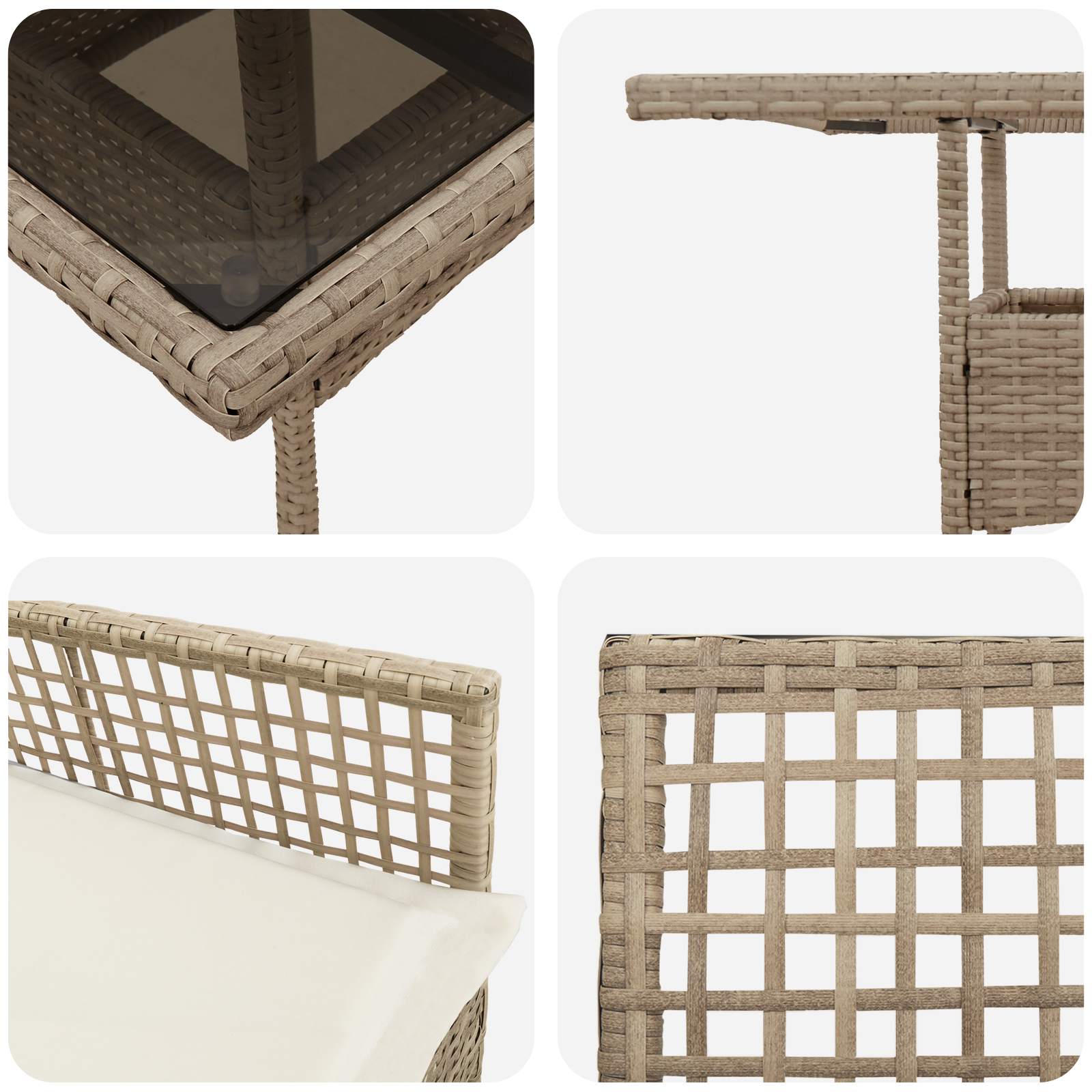 3 Piece Garden Dining Set Beige Poly Rattan - Image 9