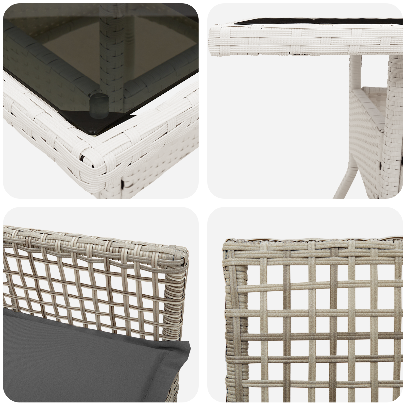 5 Piece Garden Dining Set Light Grey Poly Rattan - Image 9