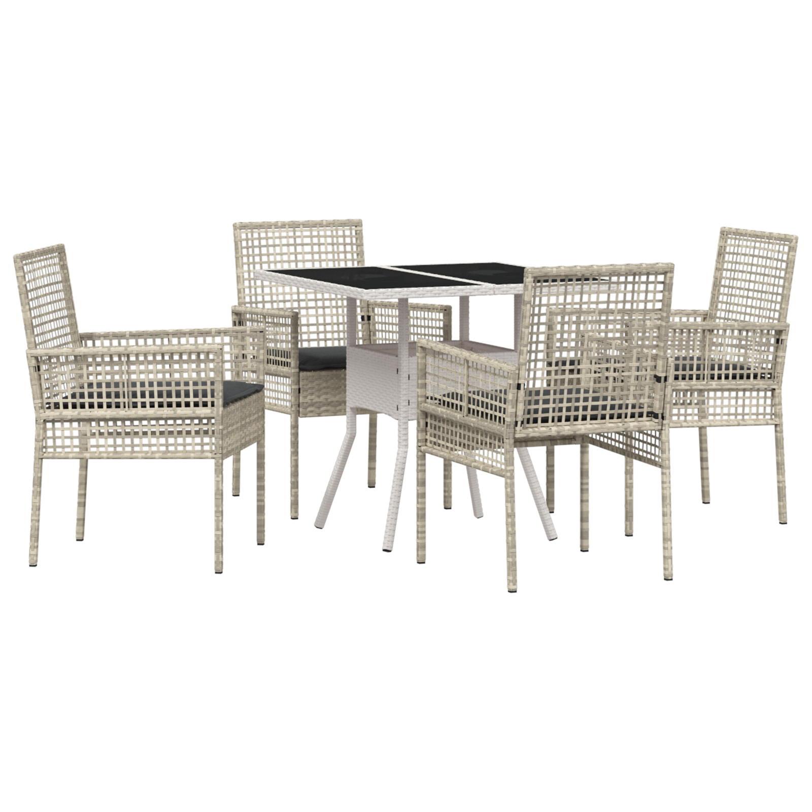 5 Piece Garden Dining Set Light Grey Poly Rattan - Image 2