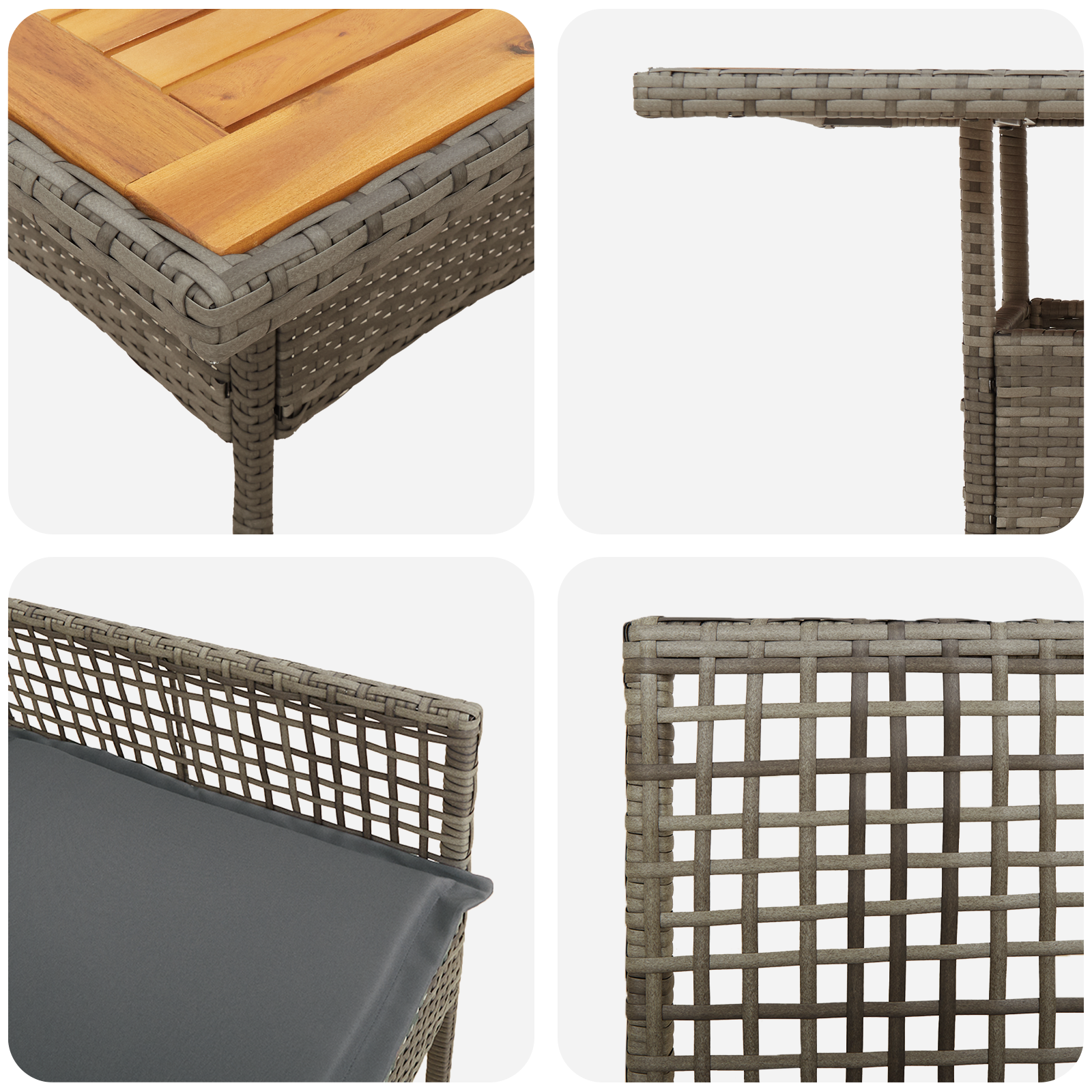 5 Piece Garden Dining Set with Cushions Grey Poly Rattan - Image 9