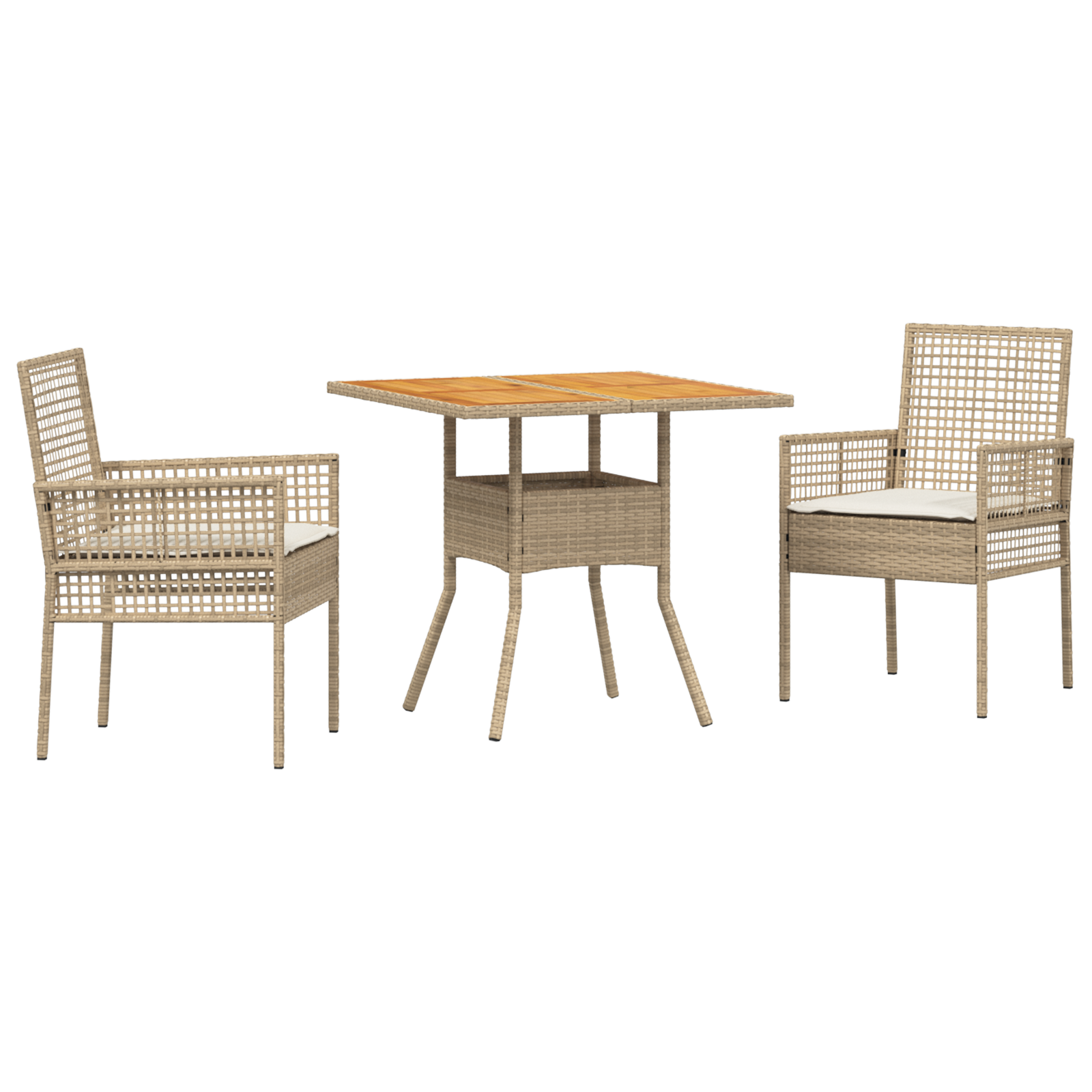 Комплект от 3 части за градинско хранене с възглавници Бежово Полиратан - Image 2