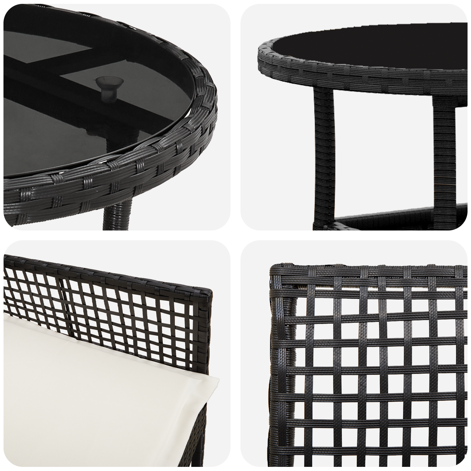 5 Piece Garden Dining Set Black Poly Rattan - Image 9