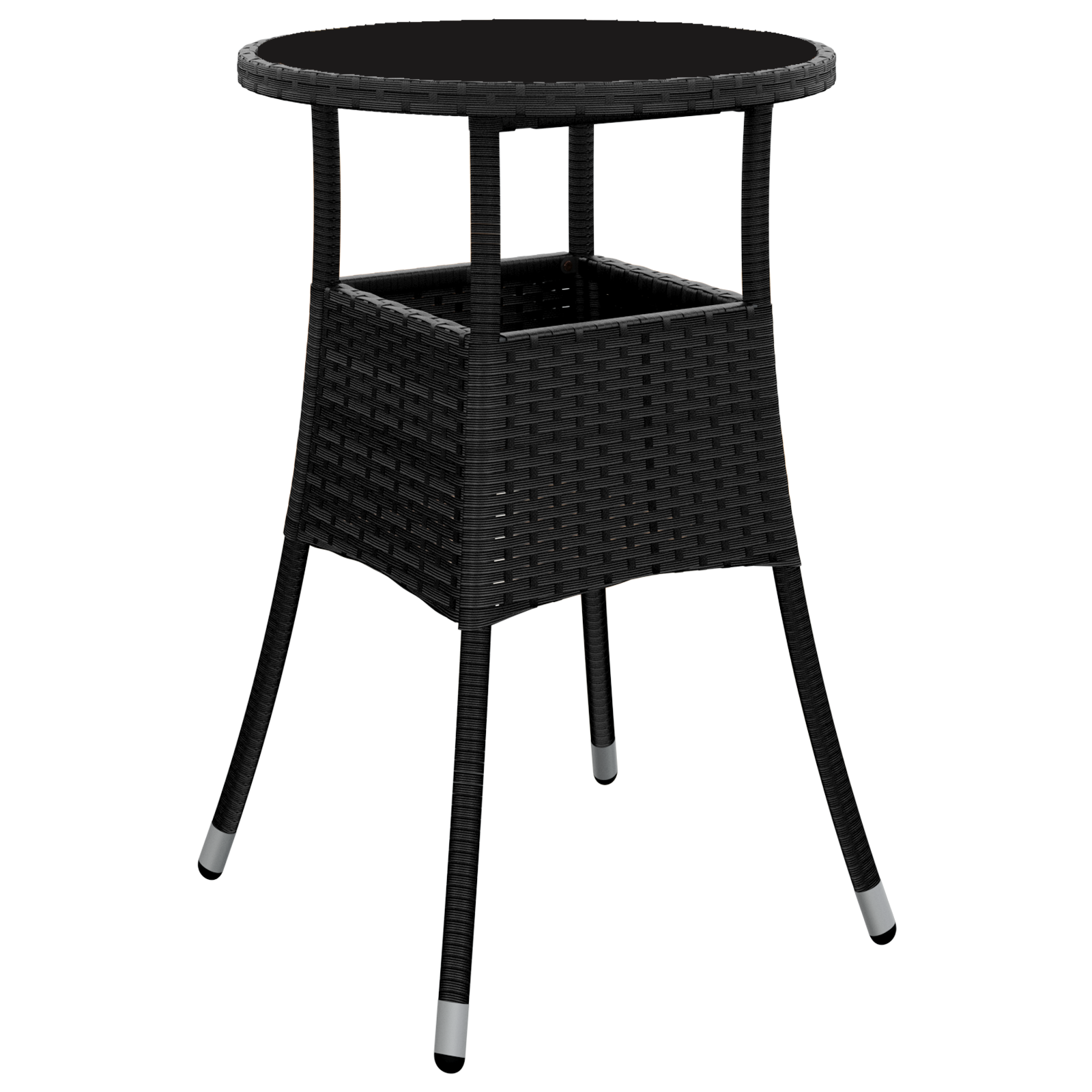 5 Piece Garden Dining Set Black Poly Rattan - Image 5