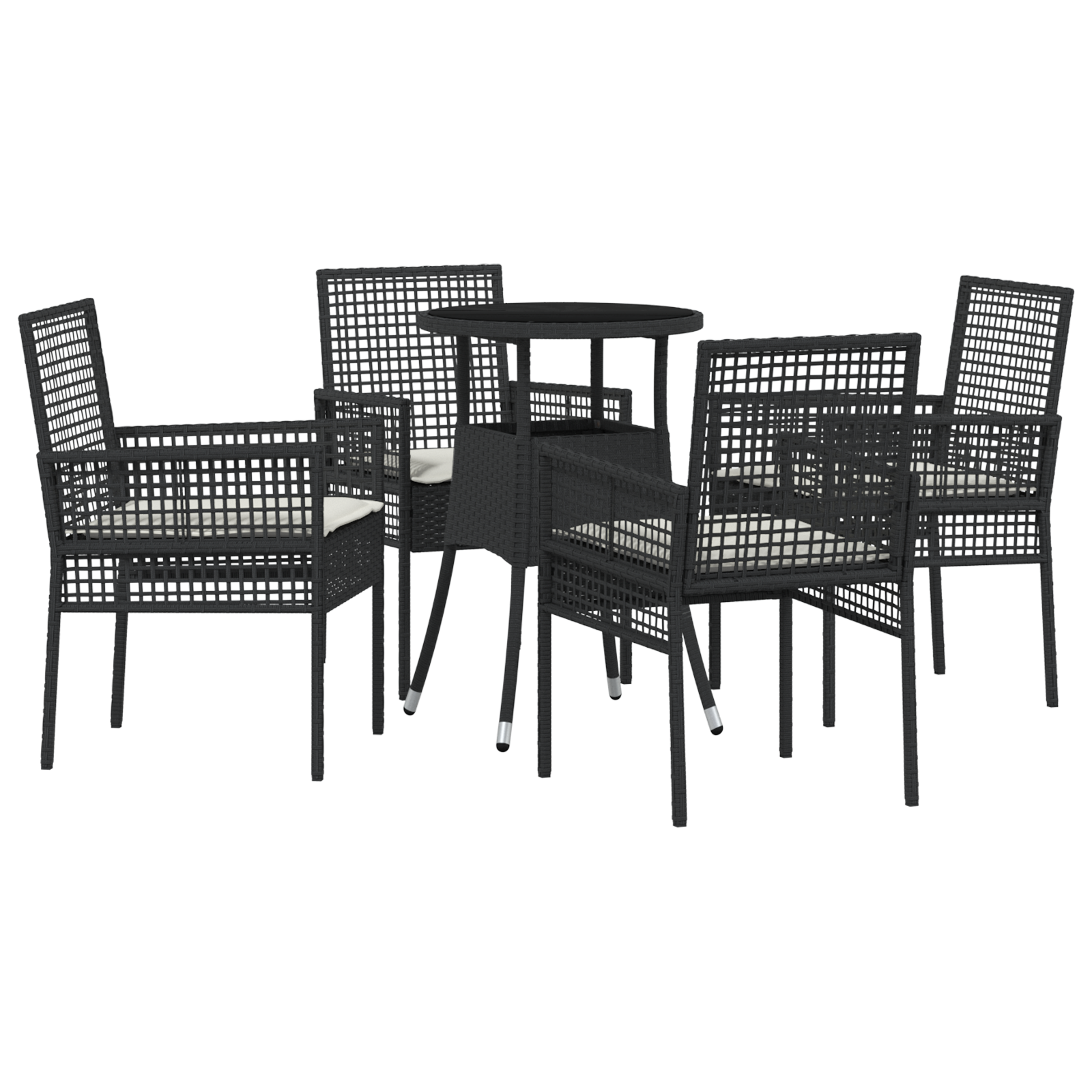 5 Piece Garden Dining Set Black Poly Rattan - Image 2