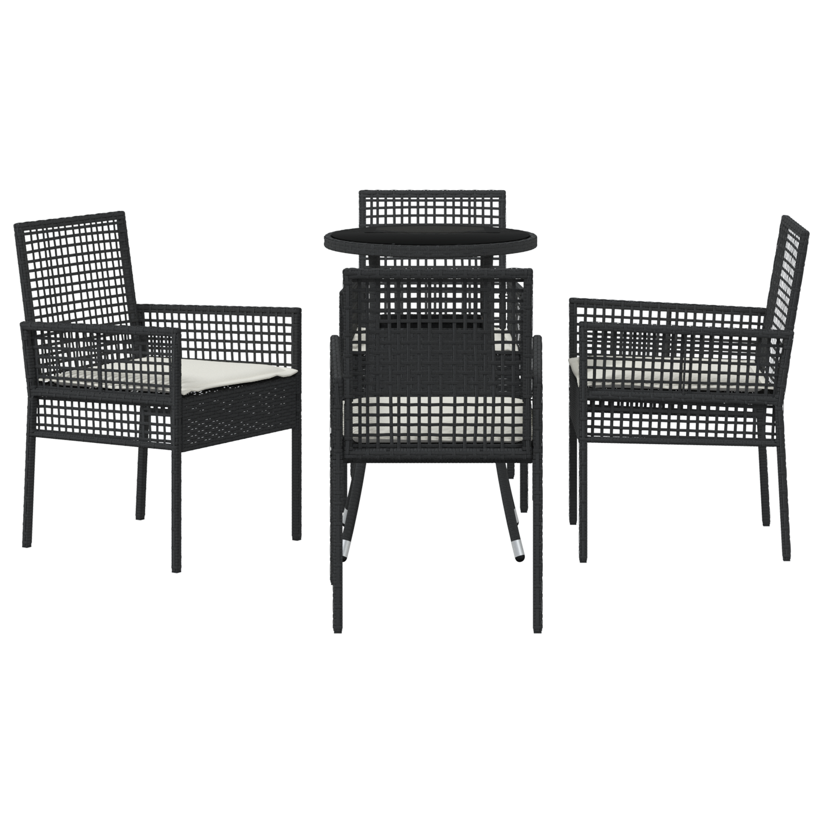 5 Piece Garden Dining Set Black Poly Rattan - Image 7