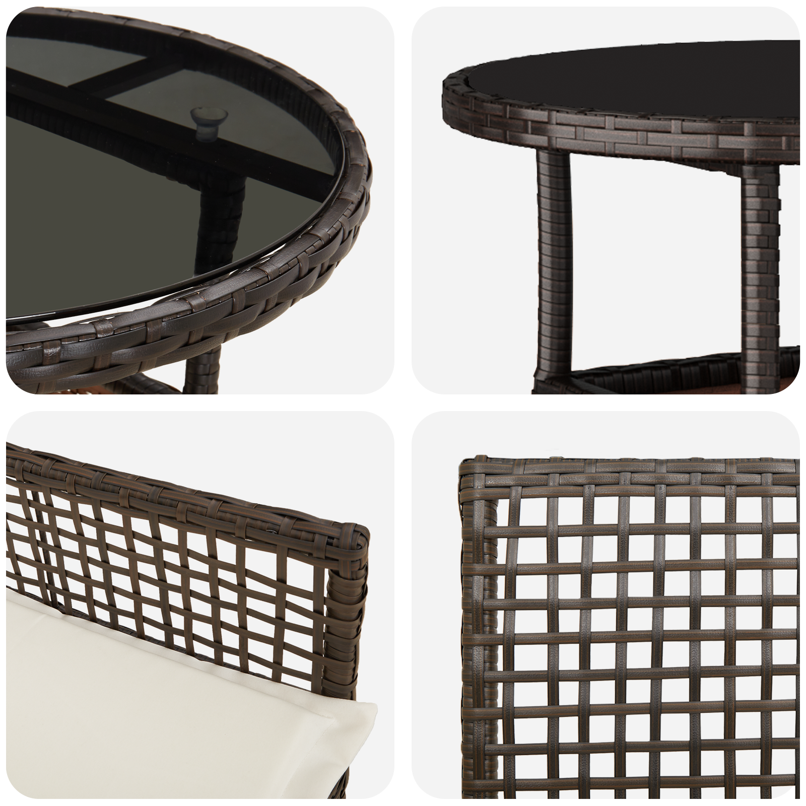 3 Piece Garden Dining Set Brown Poly Rattan - Image 9