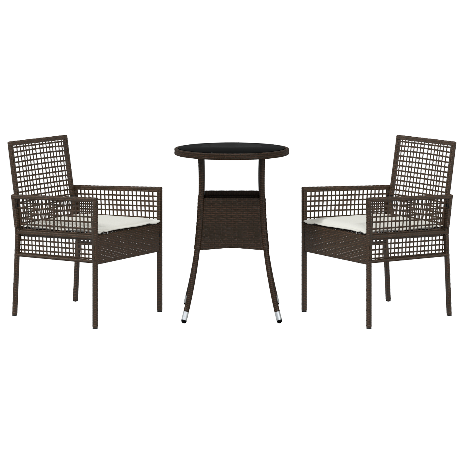 3 Piece Garden Dining Set Brown Poly Rattan - Image 7